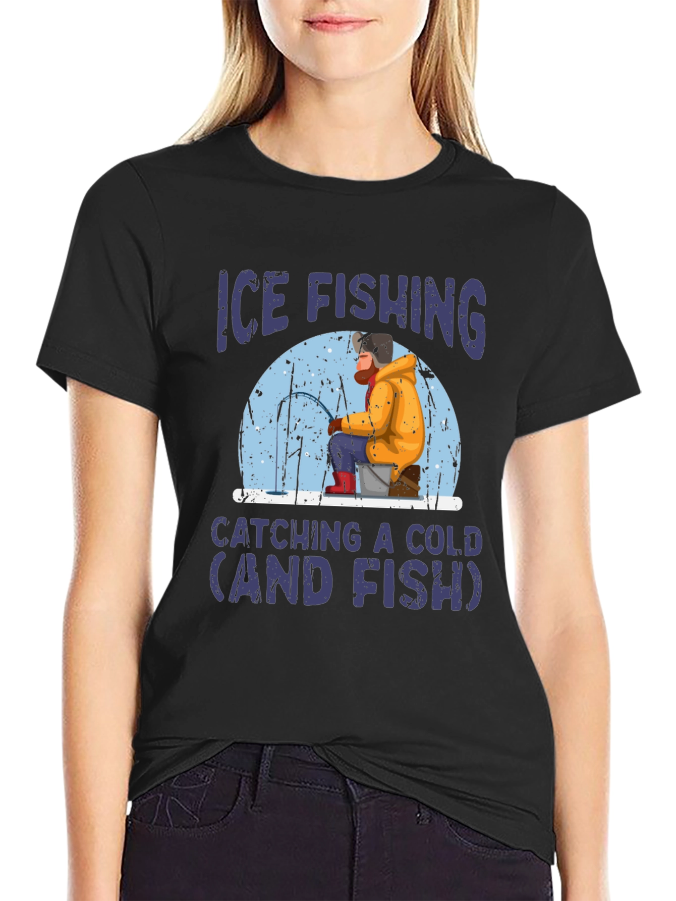 Ice Fishing Catching a Cold Graphic T-Shirt