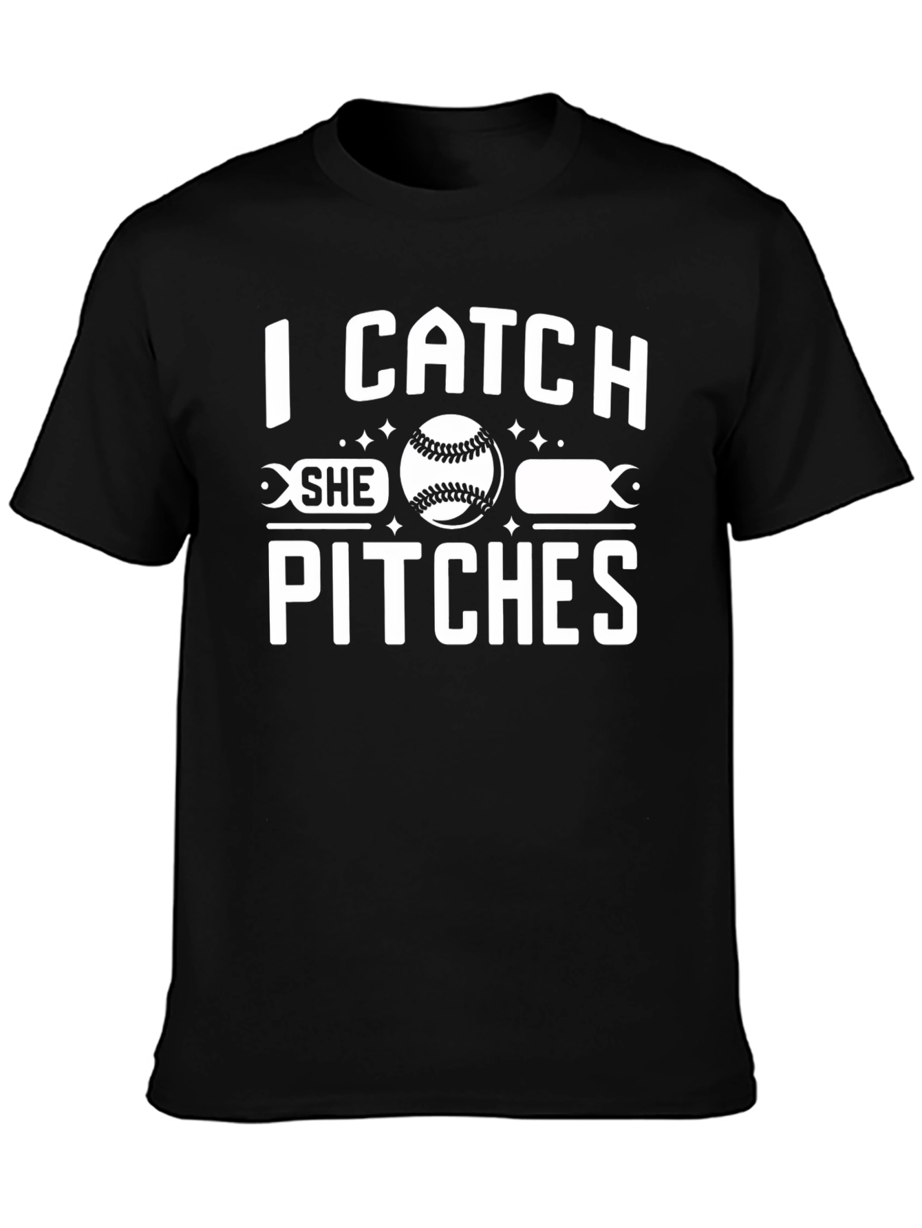 I Catch She Pitches Baseball Graphic T-Shirt