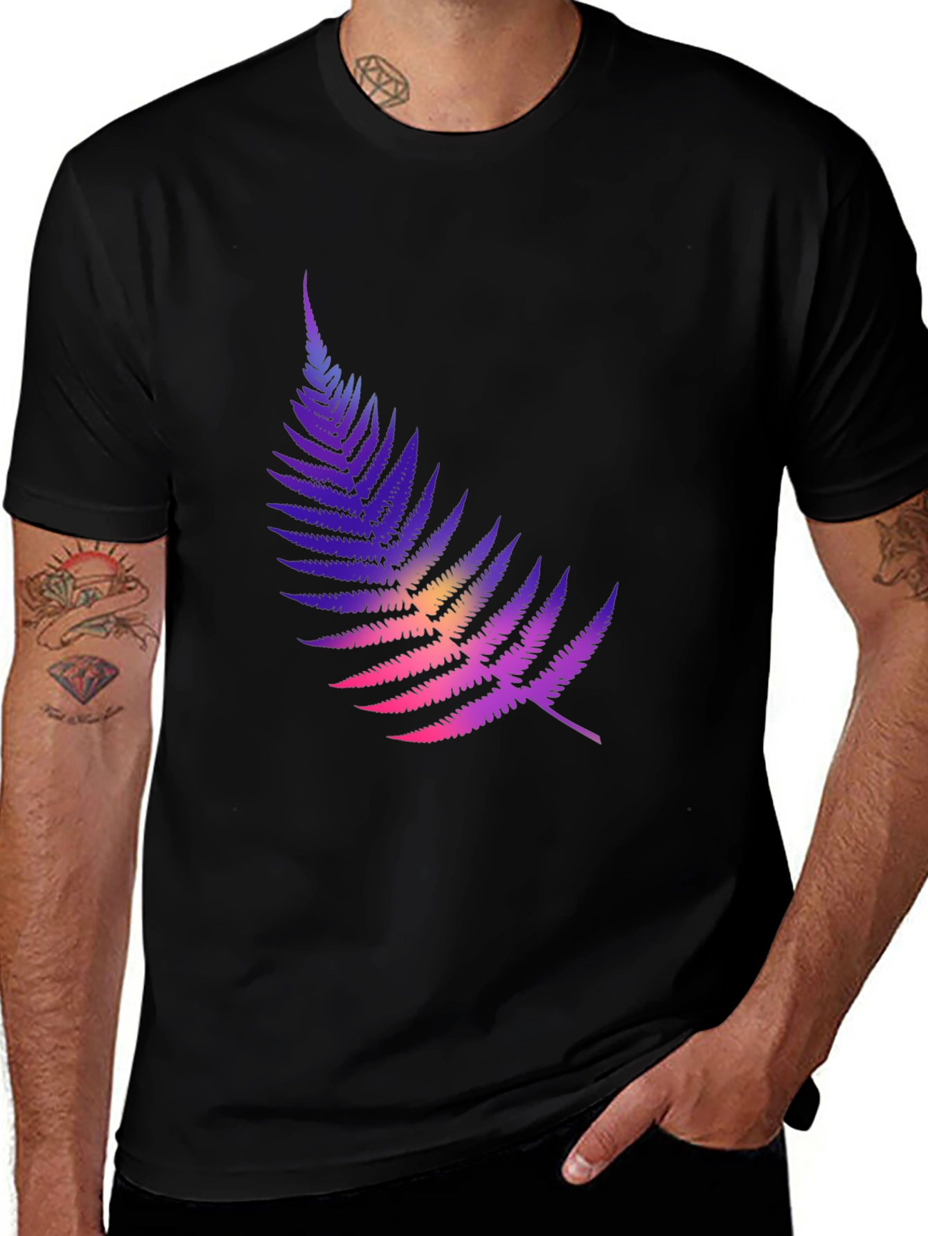 Gradient Fern Graphic Tee - Stylish Casual Comfort