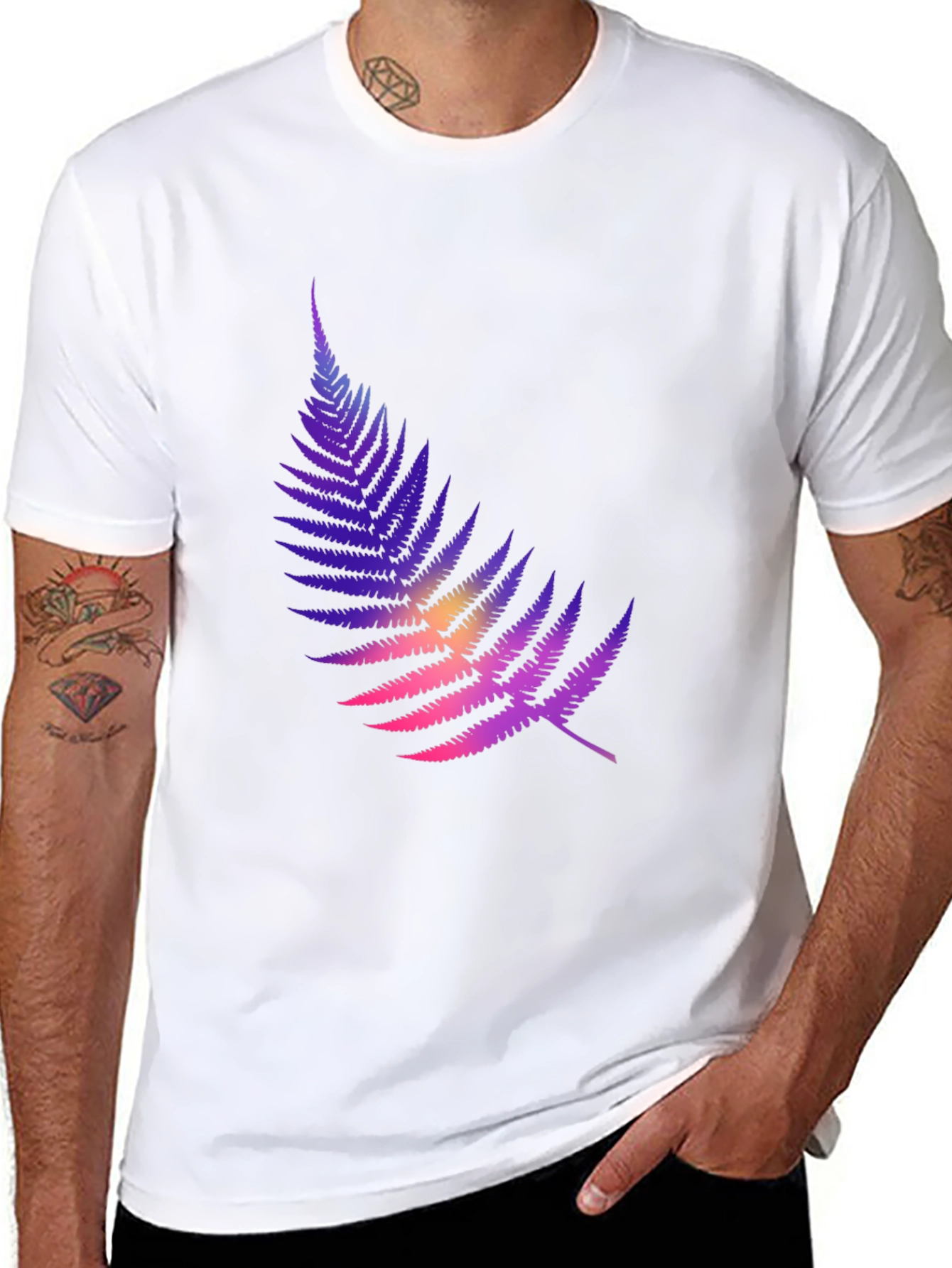Gradient Fern Graphic Tee - Stylish Casual Comfort