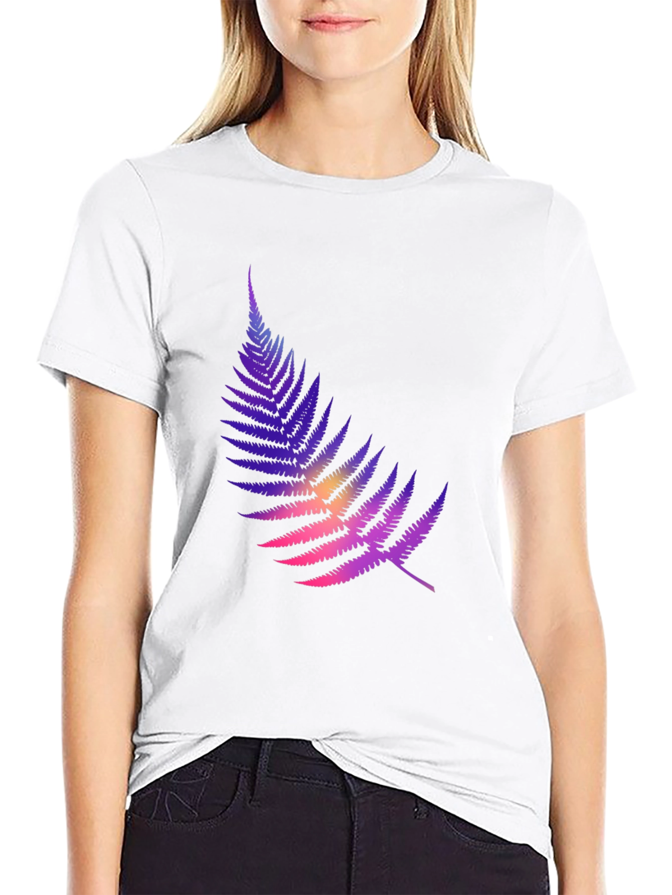 Gradient Fern Graphic Tee - Stylish Casual Comfort