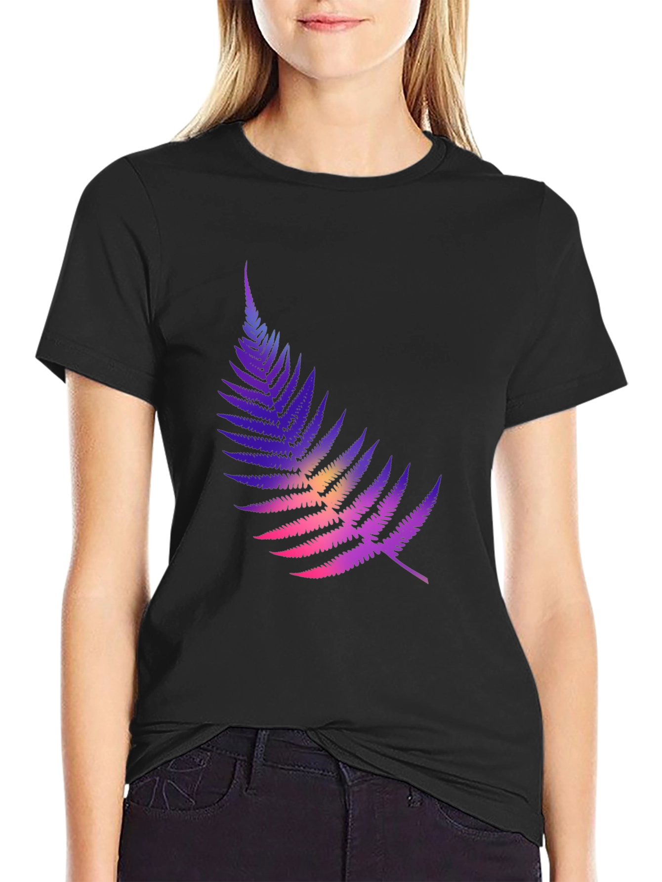 Gradient Fern Graphic Tee - Stylish Casual Comfort