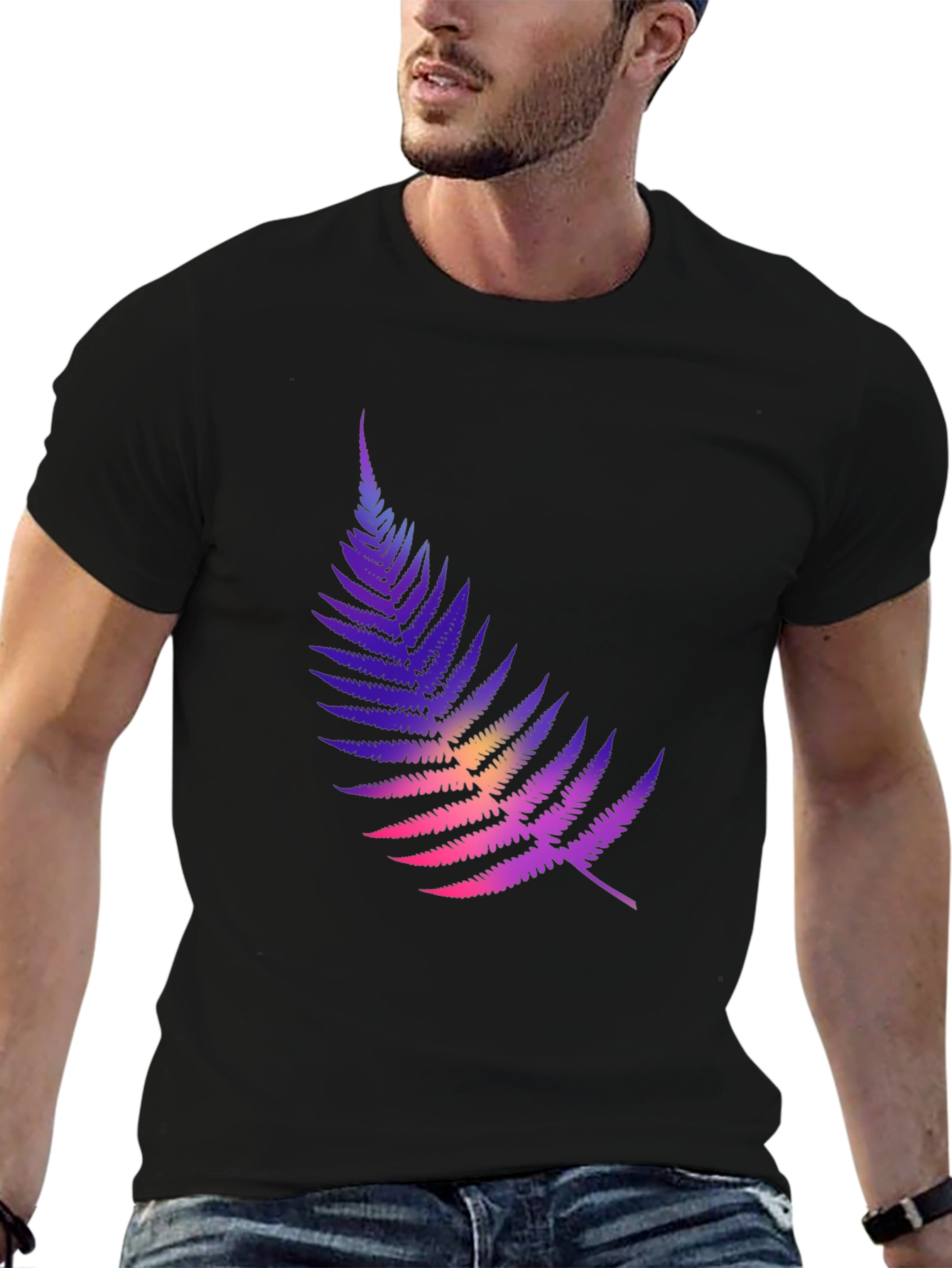 Gradient Fern Graphic Tee - Stylish Casual Comfort