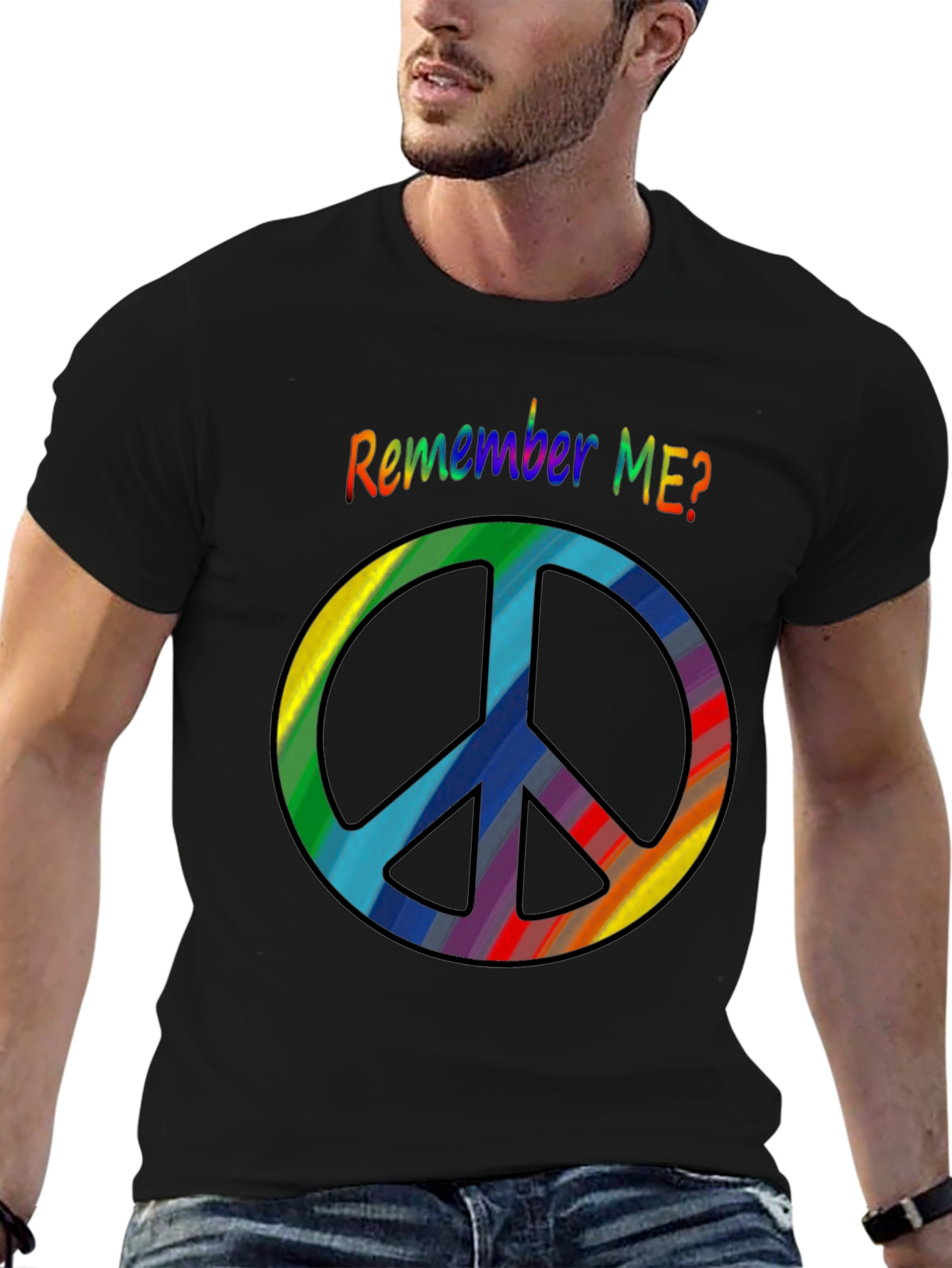 Retro Rainbow Peace Sign T-Shirt