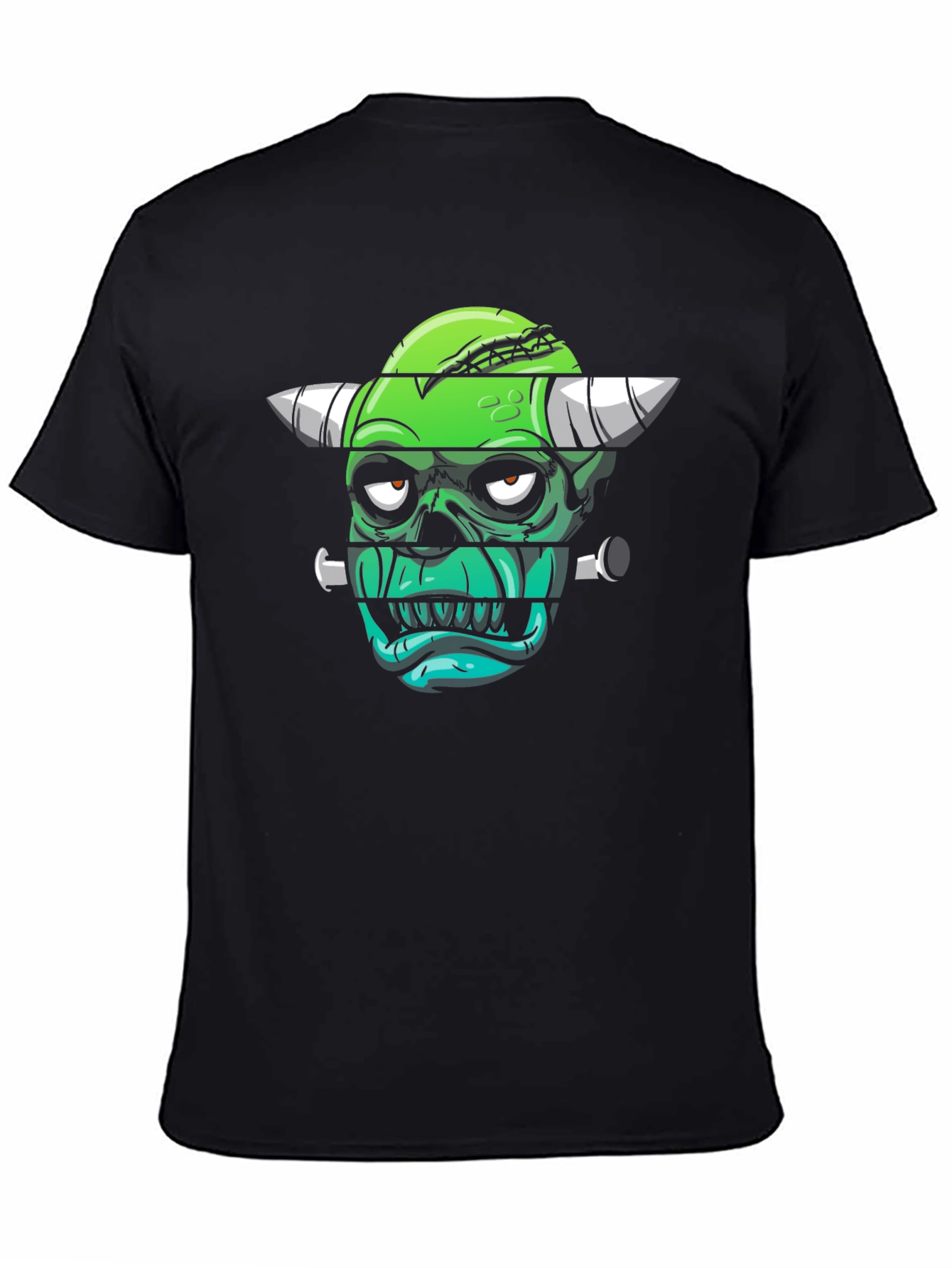 Frankenstein Monster Graphic Print Black T-Shirt