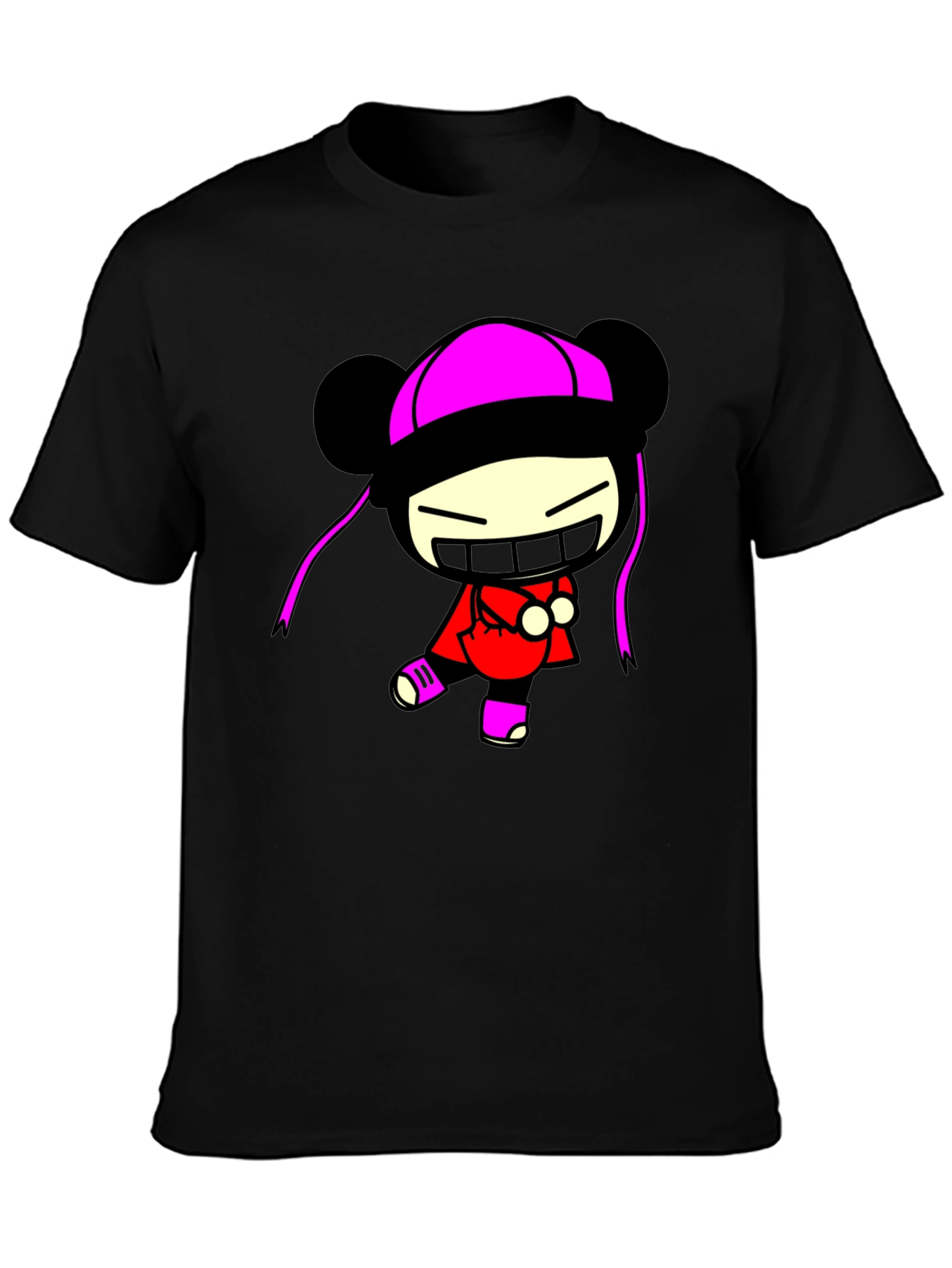 Pucca Funny Face Black T-Shirt