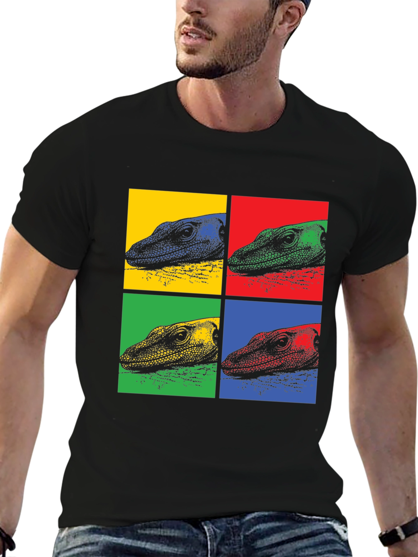 Pop Art Lizard Graphic Tee - Cool Mens T-Shirt