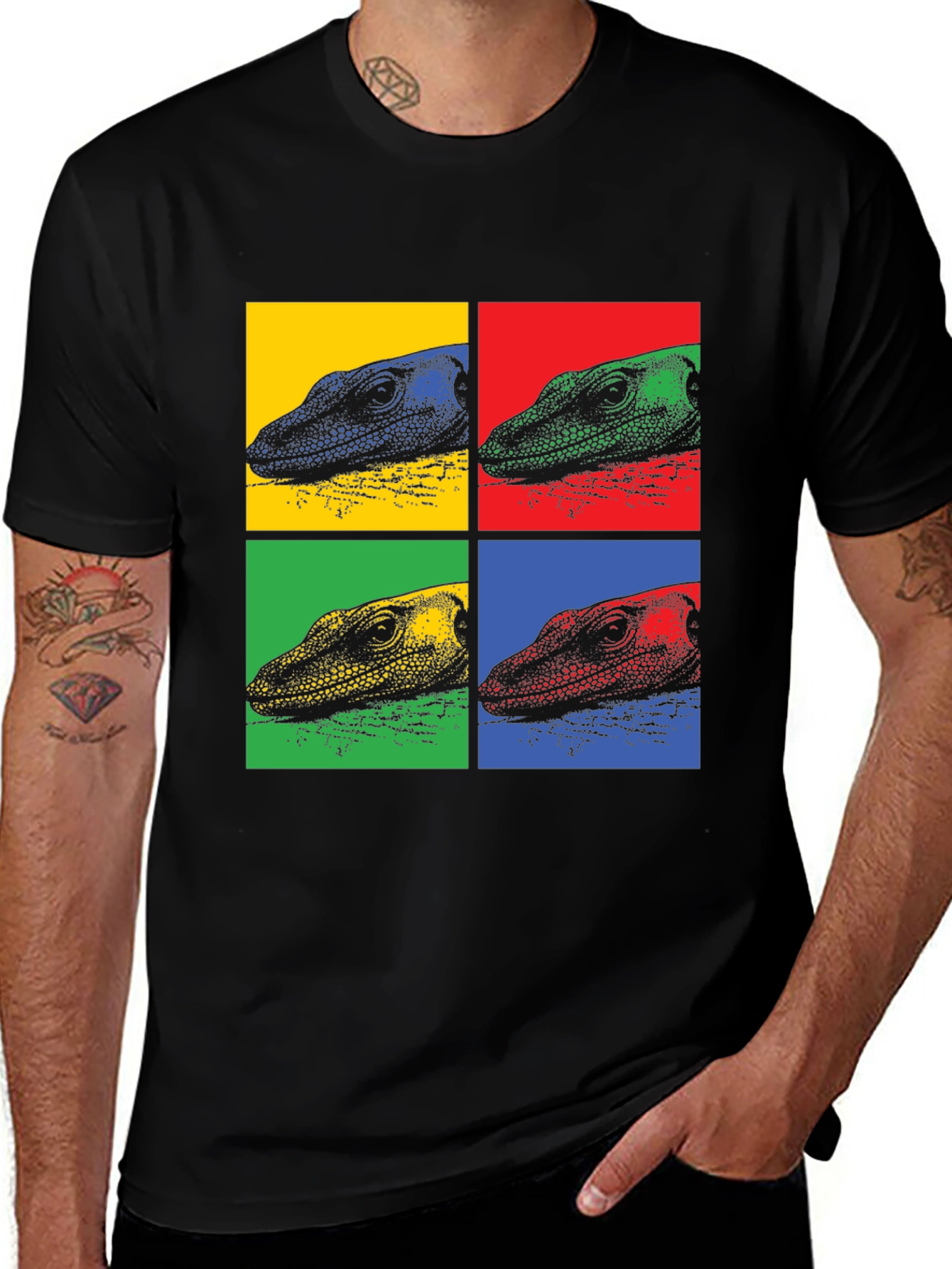 Pop Art Lizard Graphic Tee - Cool Mens T-Shirt