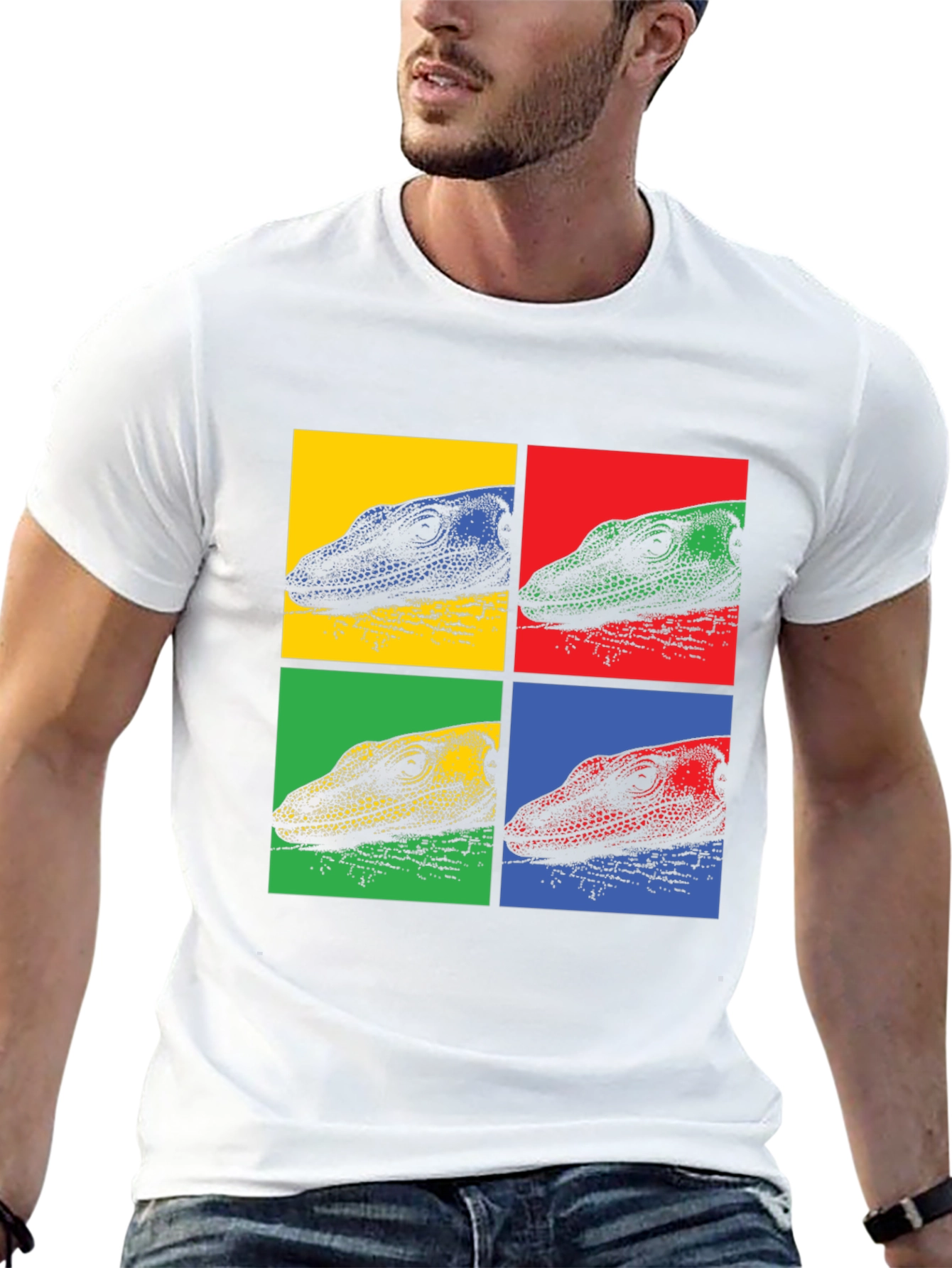 Pop Art Lizard Graphic Tee - Cool Mens T-Shirt