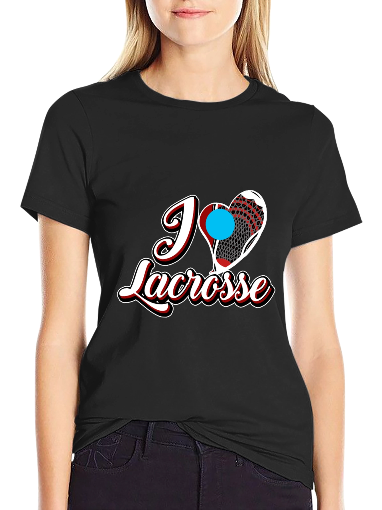 I Heart Lacrosse Black T-Shirt