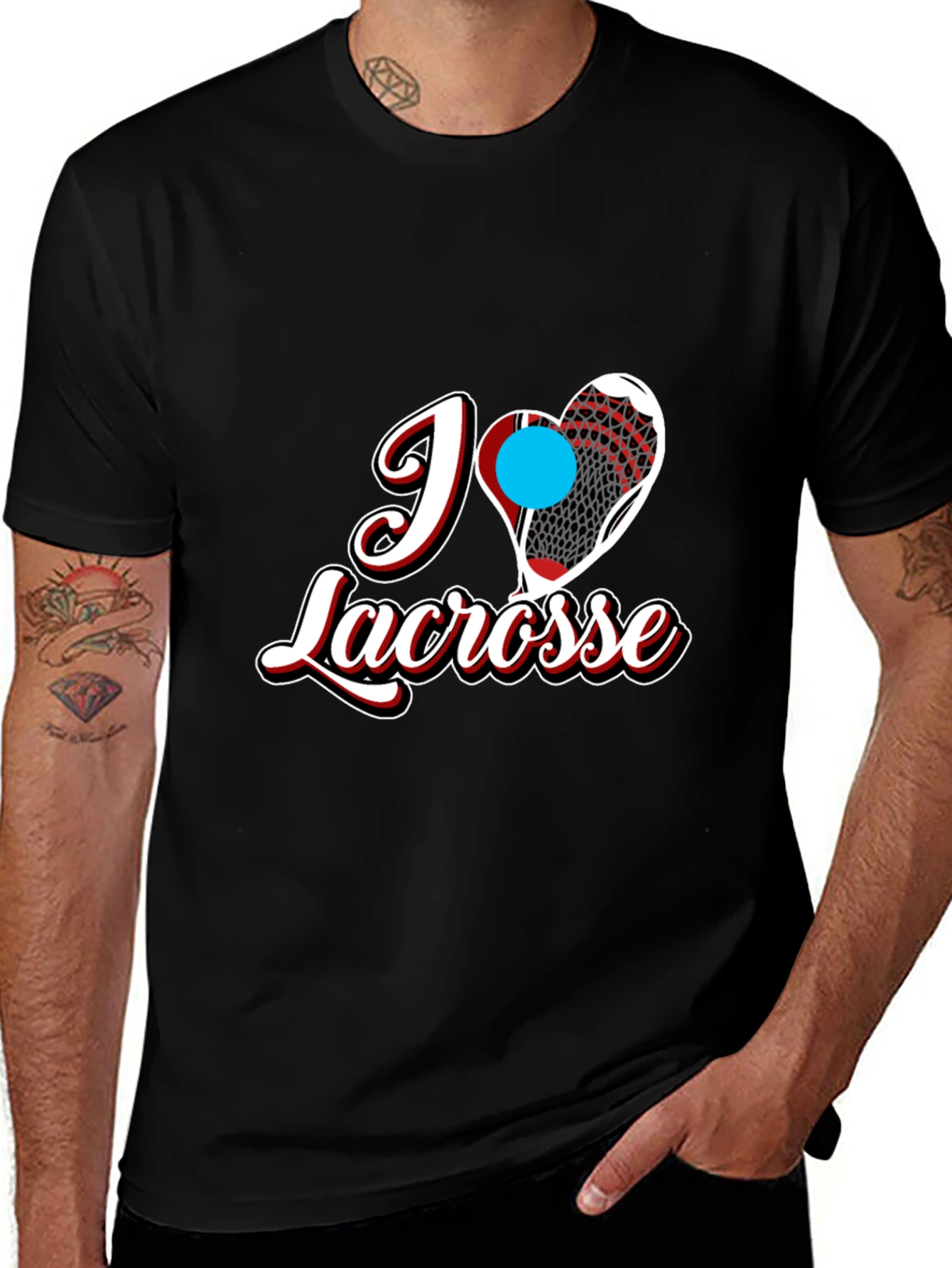 I Heart Lacrosse Black T-Shirt