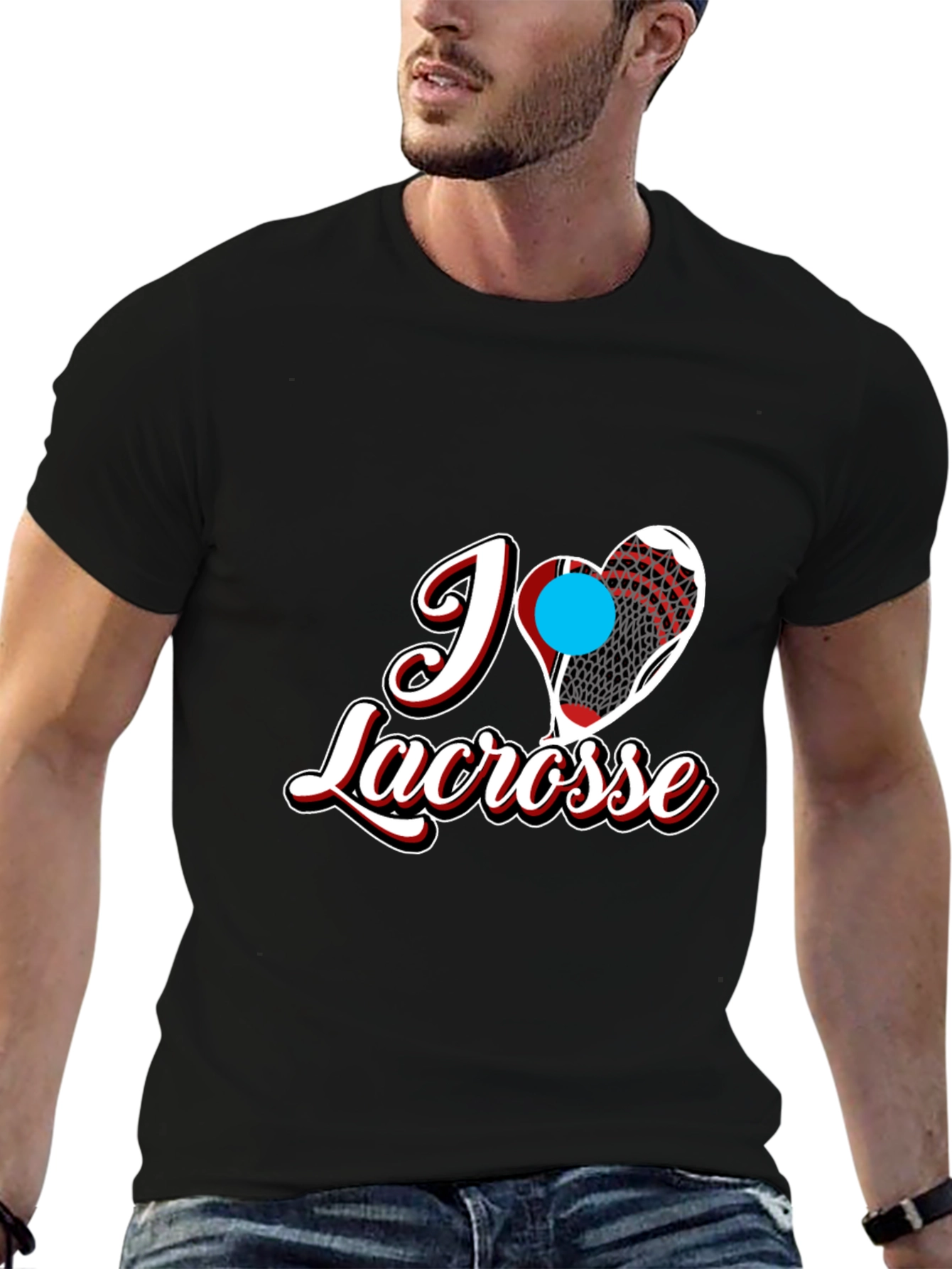 I Heart Lacrosse Black T-Shirt