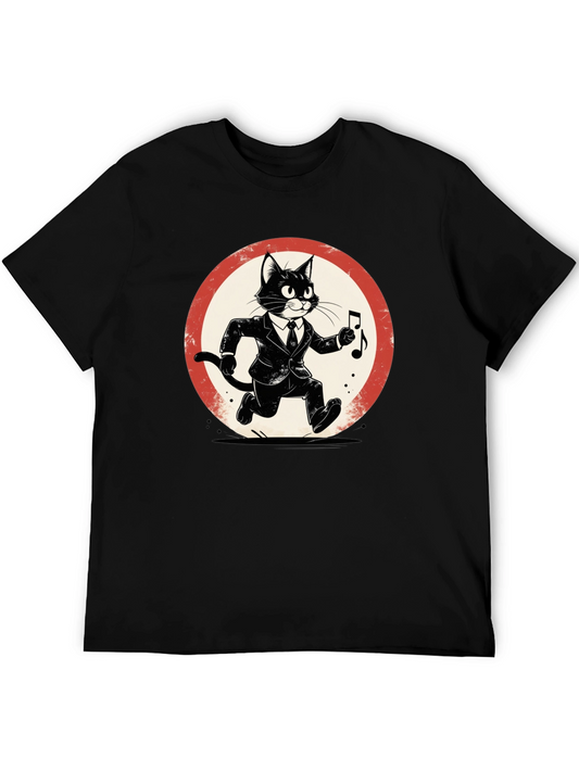 Cool Cat Jazz Musician Black T-Shirt