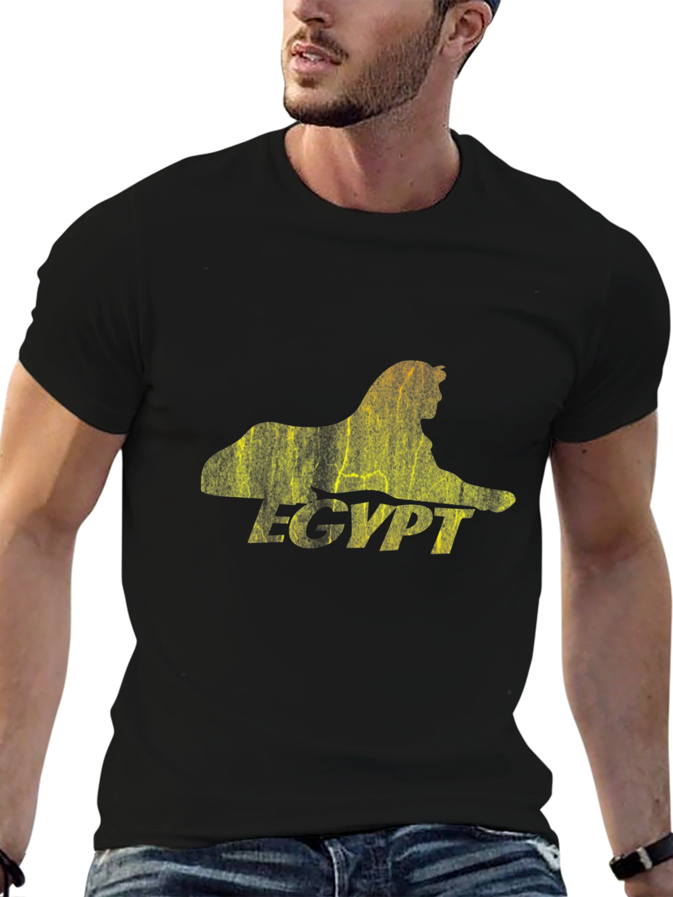 Egypt Sphinx Graphic Black T-Shirt
