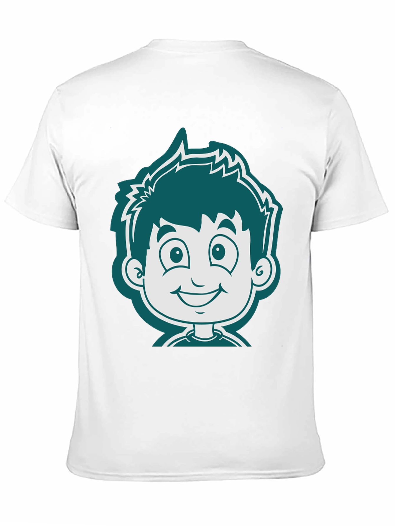 Cartoon Boy Graphic Tee - Black Cotton T-Shirt