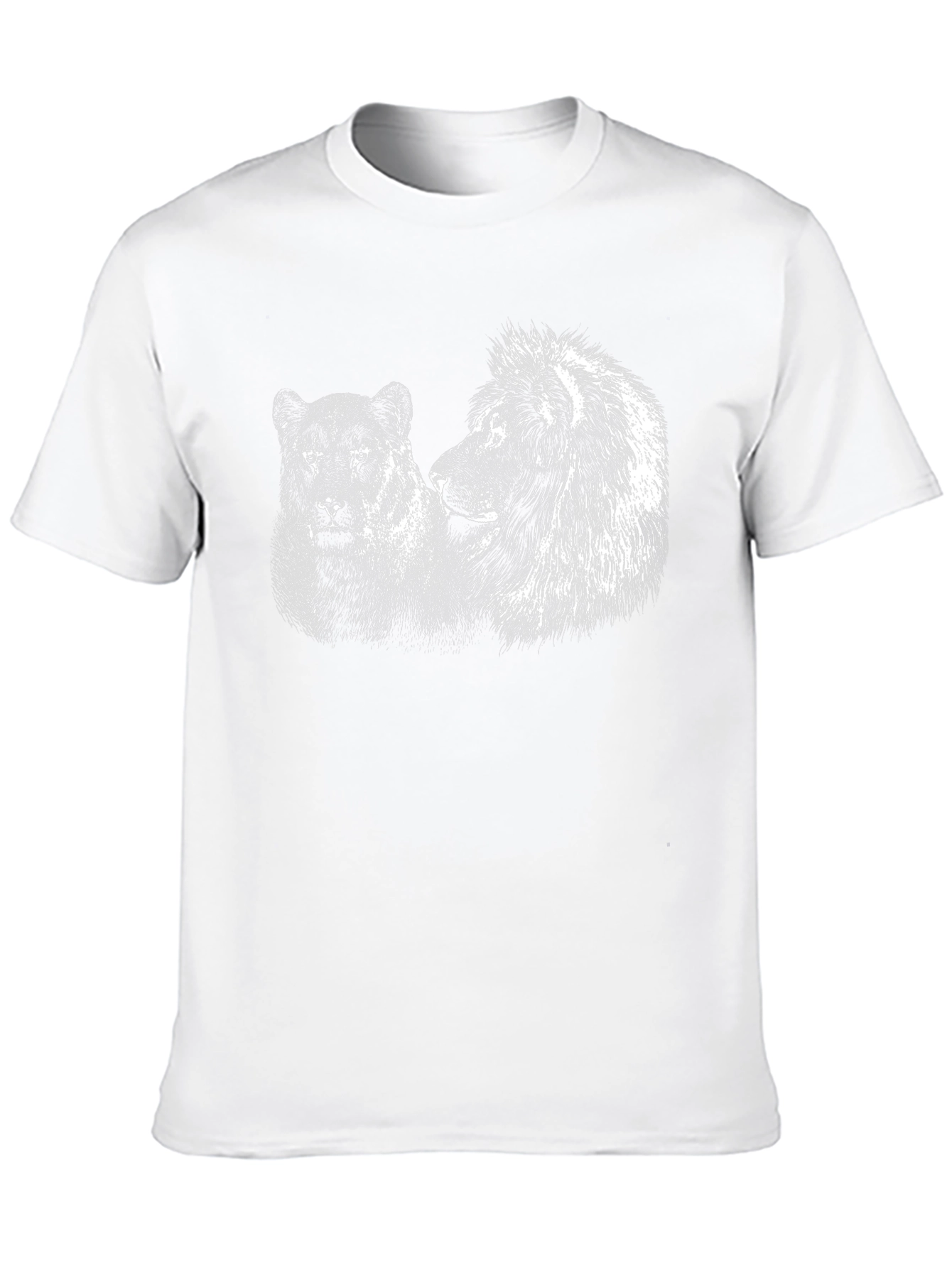 Lion and Lioness Graphic Tee - Black Cotton T-Shirt