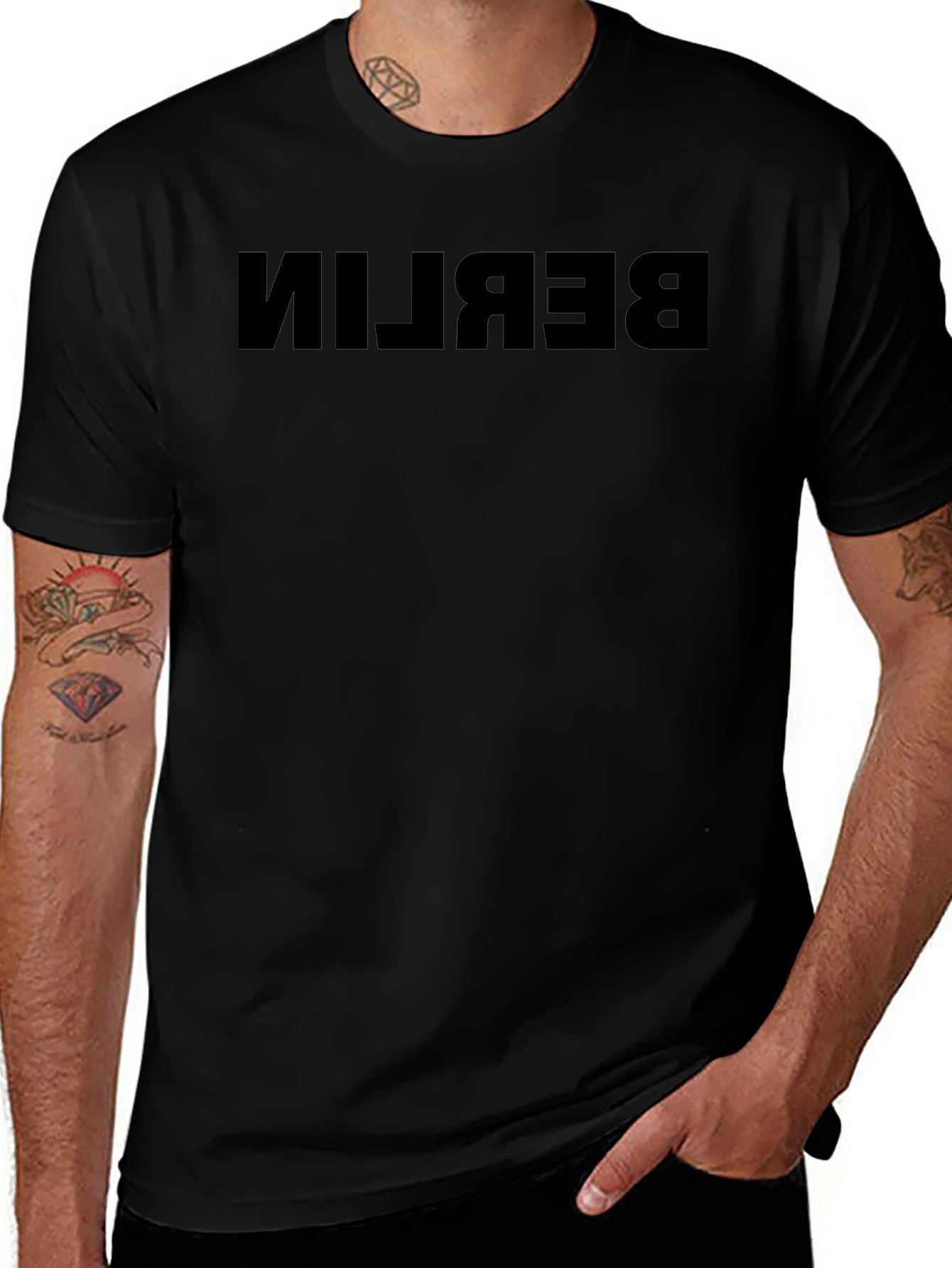 Berlin Reverse Print Black T-Shirt