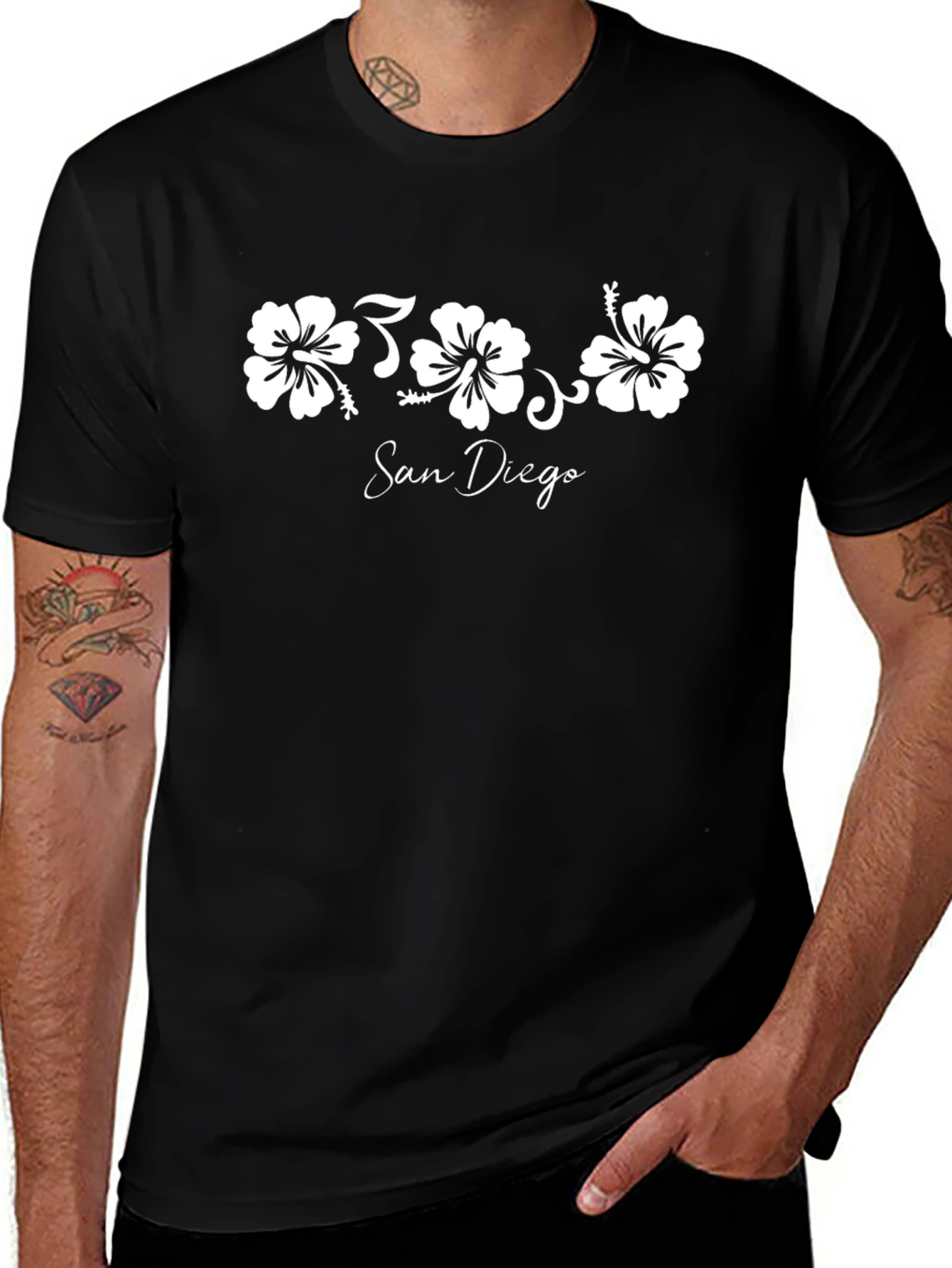 San Diego Hibiscus Black T-Shirt