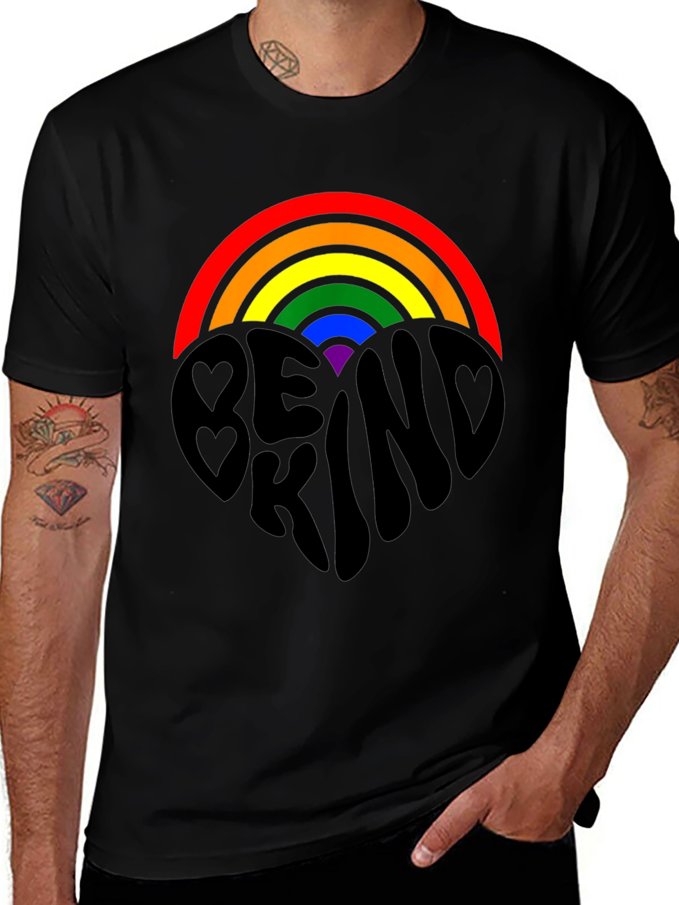 Be Kind Rainbow Heart Graphic Tee