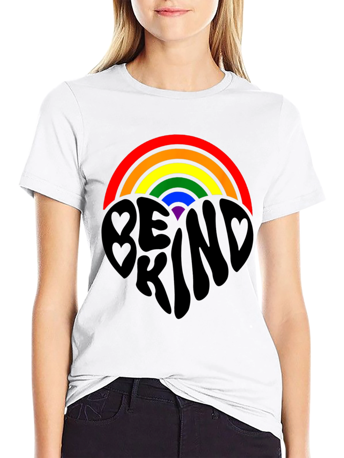 Be Kind Rainbow Heart Graphic Tee