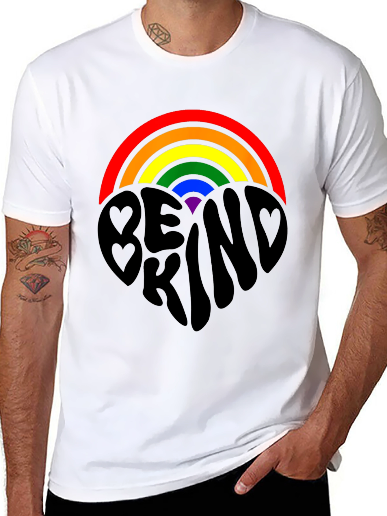 Be Kind Rainbow Heart Graphic Tee