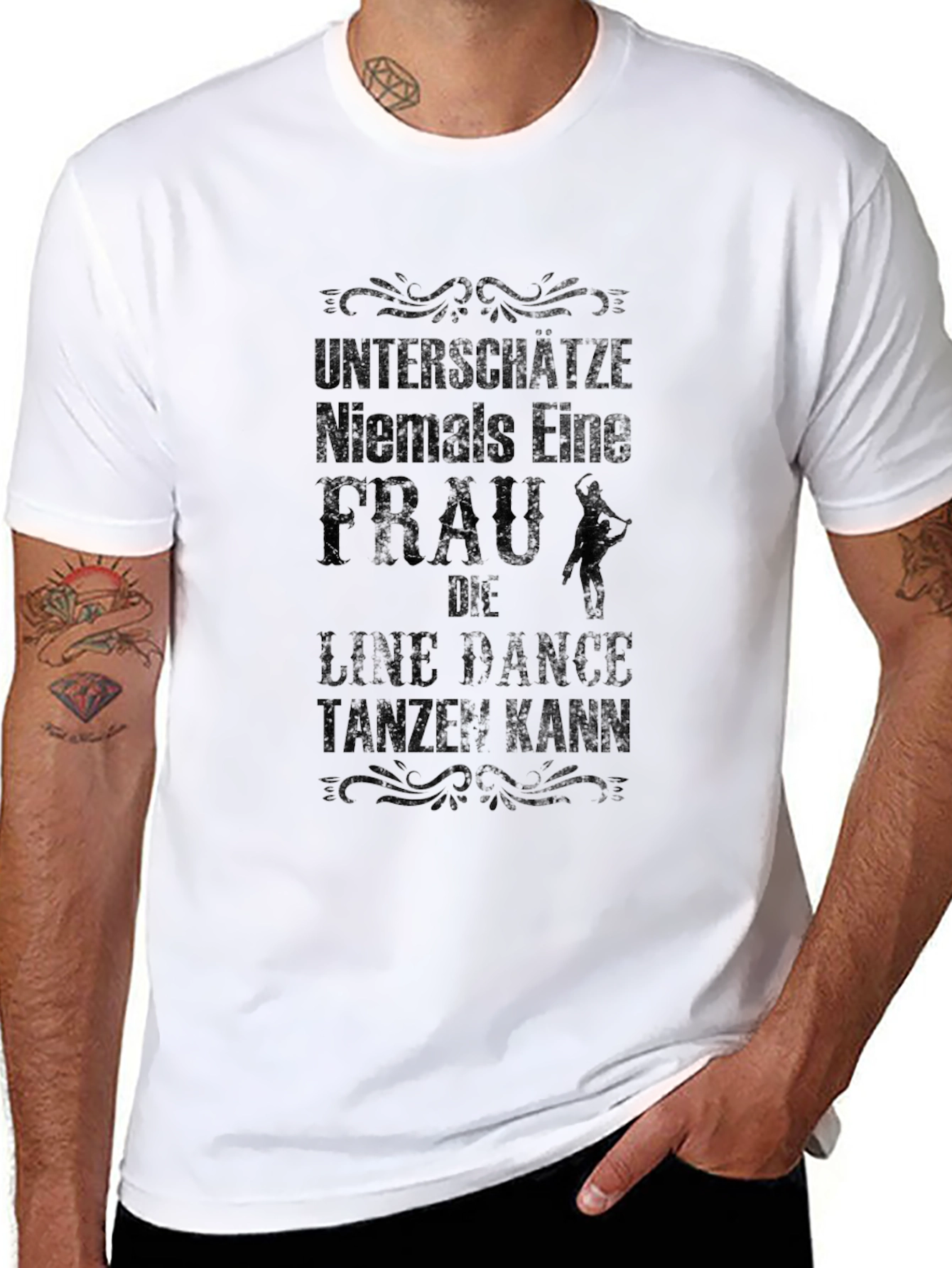 Line Dance Frau T-Shirt - Black Graphic Tee