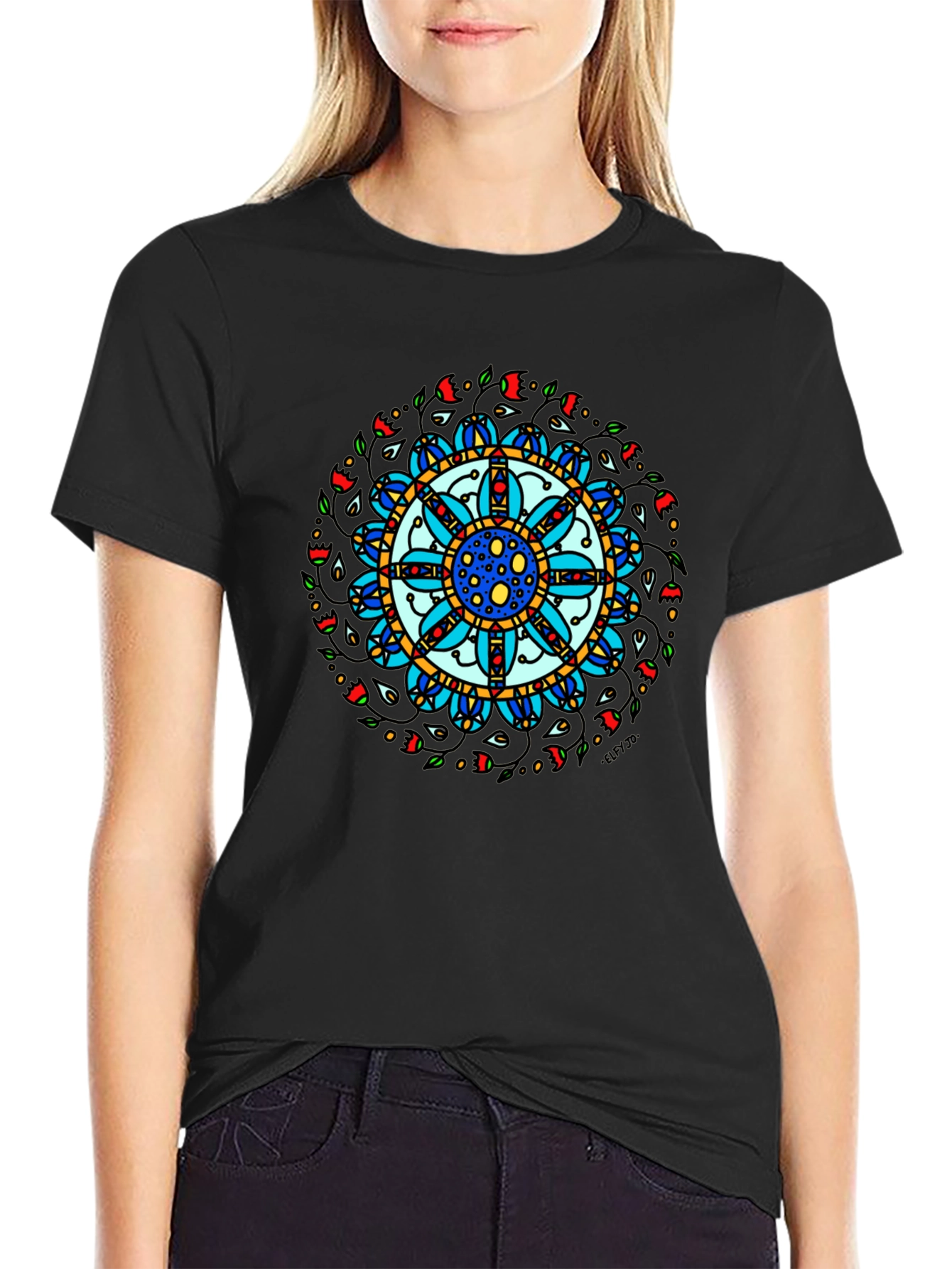 Mandala Art Black T-Shirt