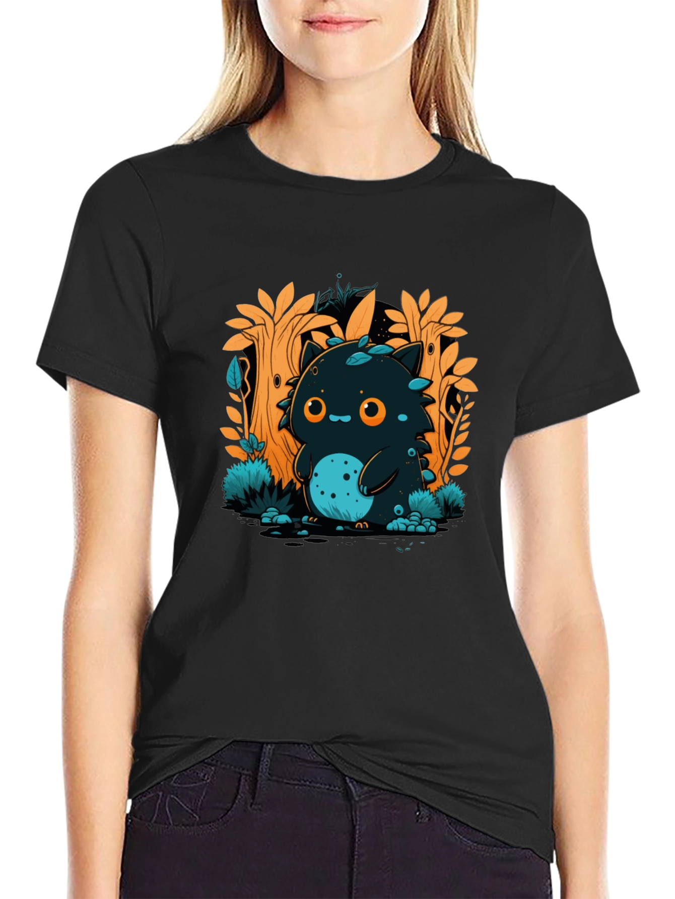 Cute Monster in Forest Graphic T-Shirt