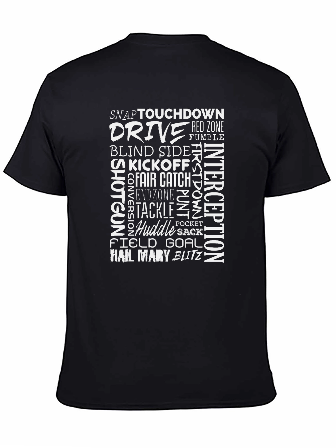 Football Terms Graphic T-Shirt - Black