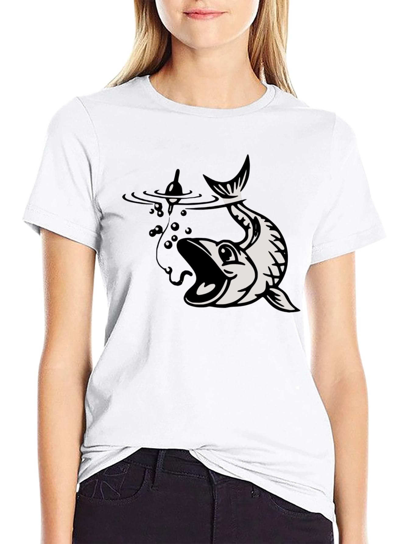 Black Fishing T-Shirt Catch Graphic Tee
