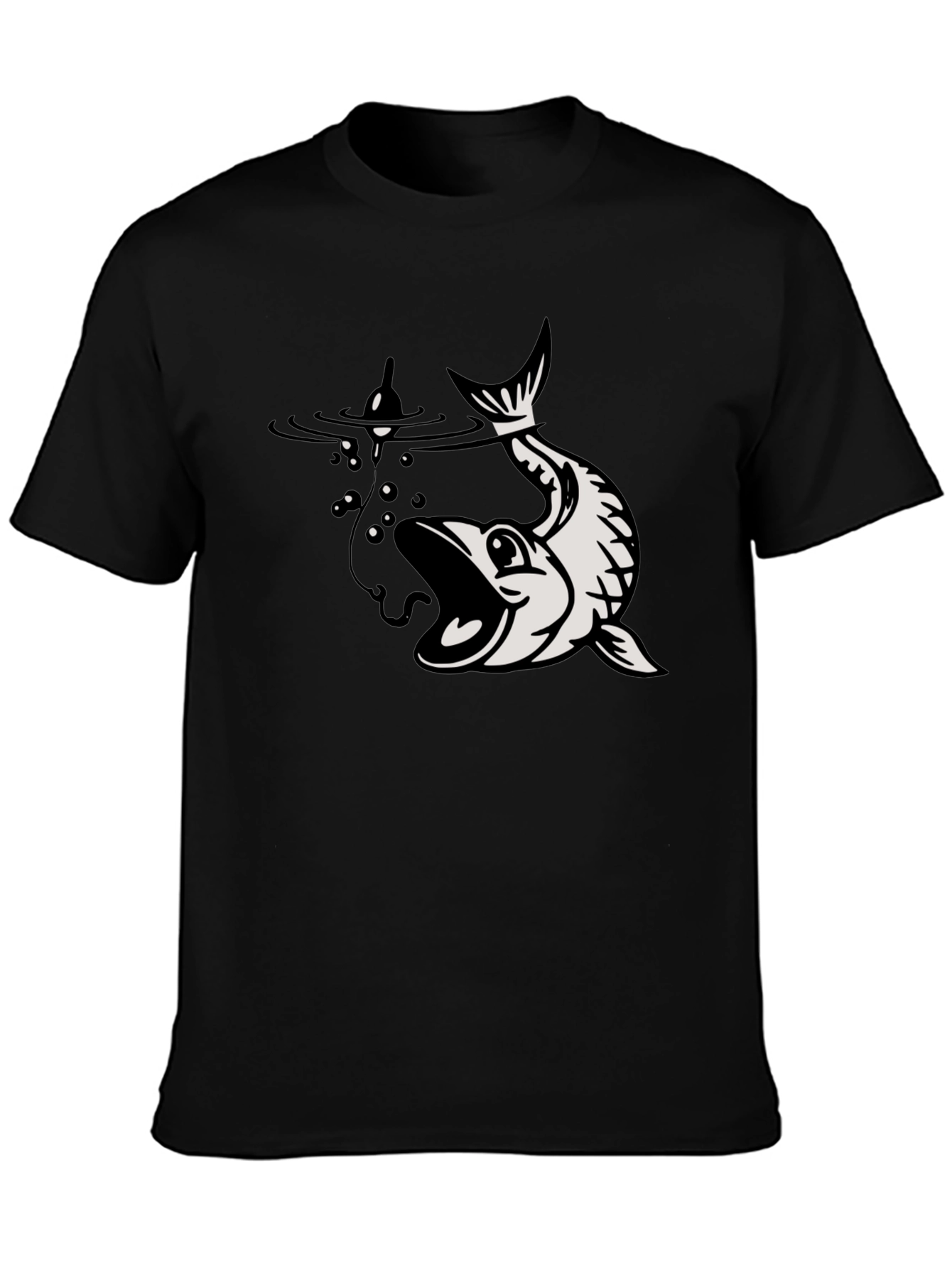 Black Fishing T-Shirt Catch Graphic Tee
