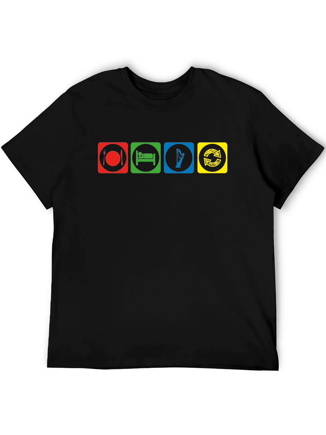 Eat Sleep Harp Repeat Black T-Shirt
