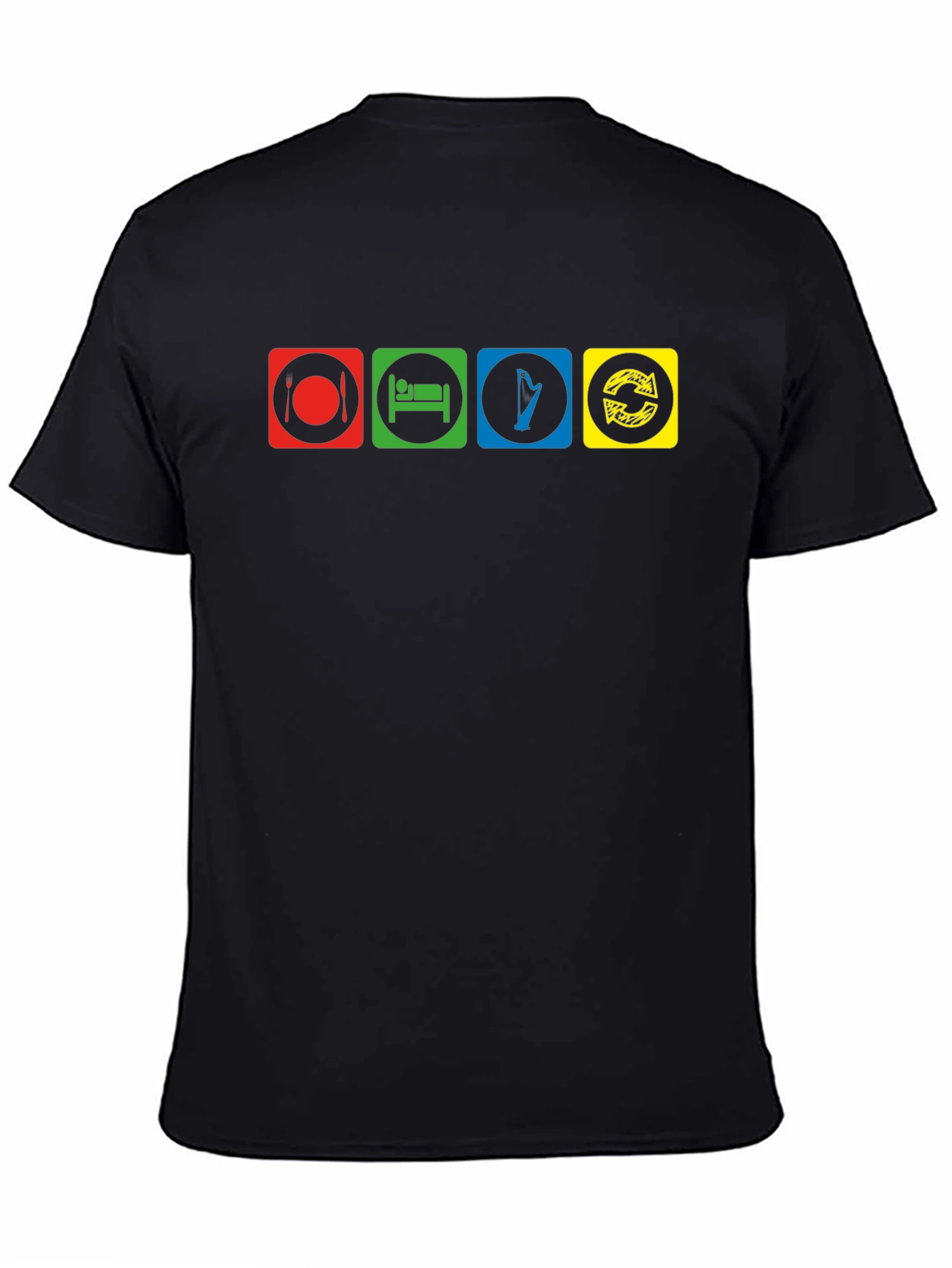 Eat Sleep Harp Repeat Black T-Shirt