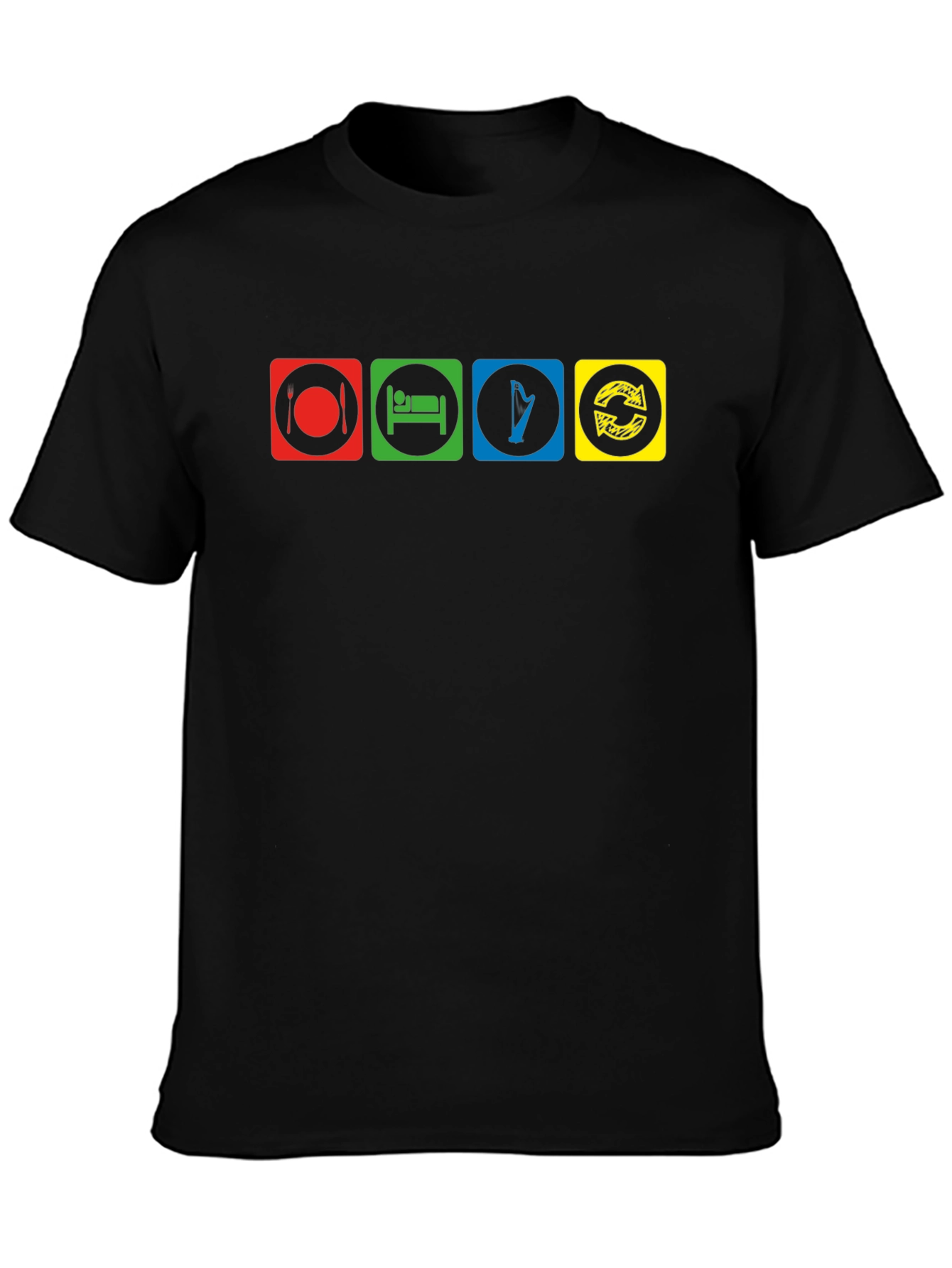 Eat Sleep Harp Repeat Black T-Shirt