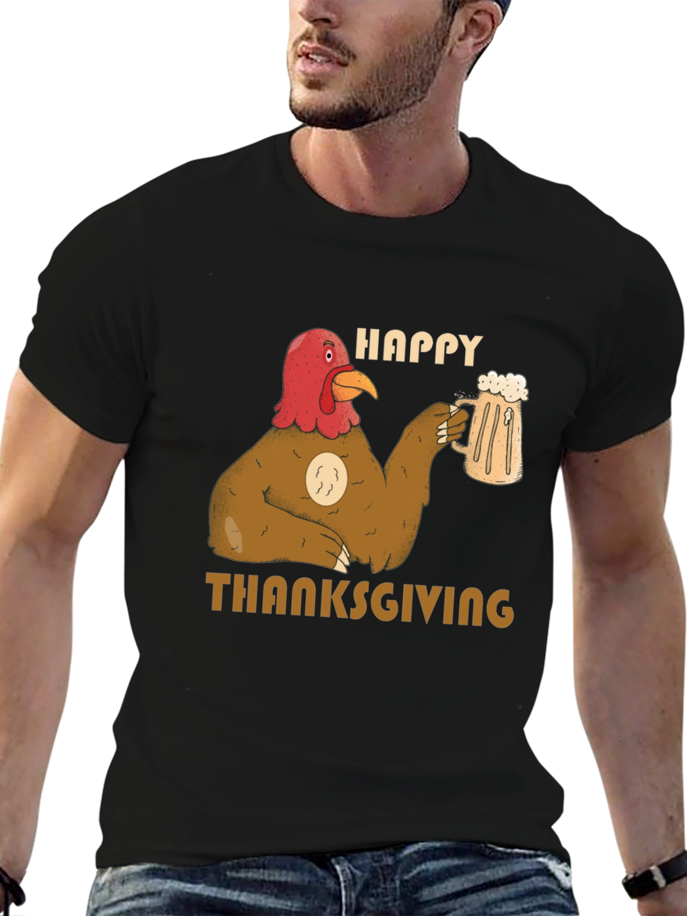 Happy Thanksgiving Turkey Beer T-Shirt