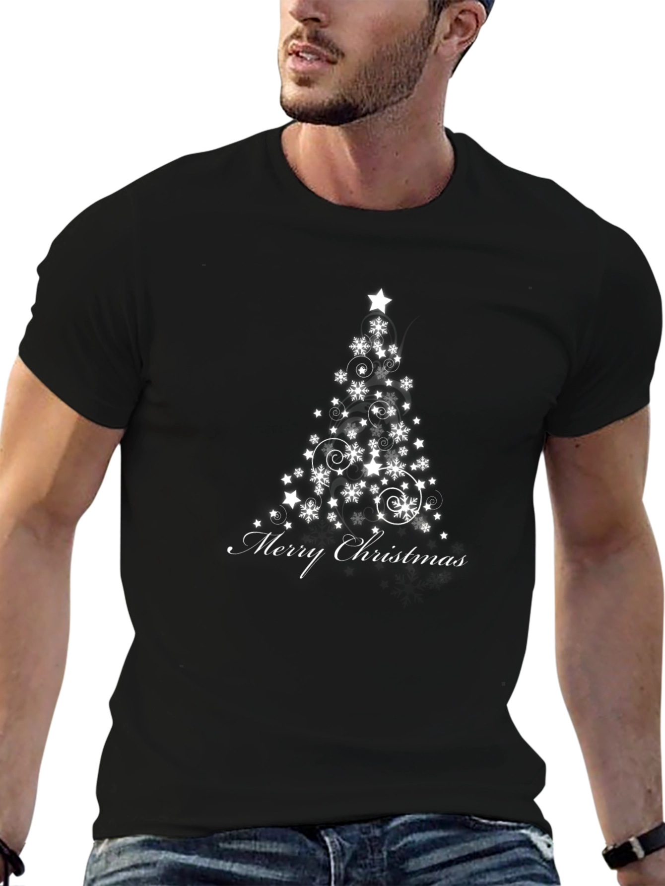Festive Merry Christmas Tree Graphic Tee