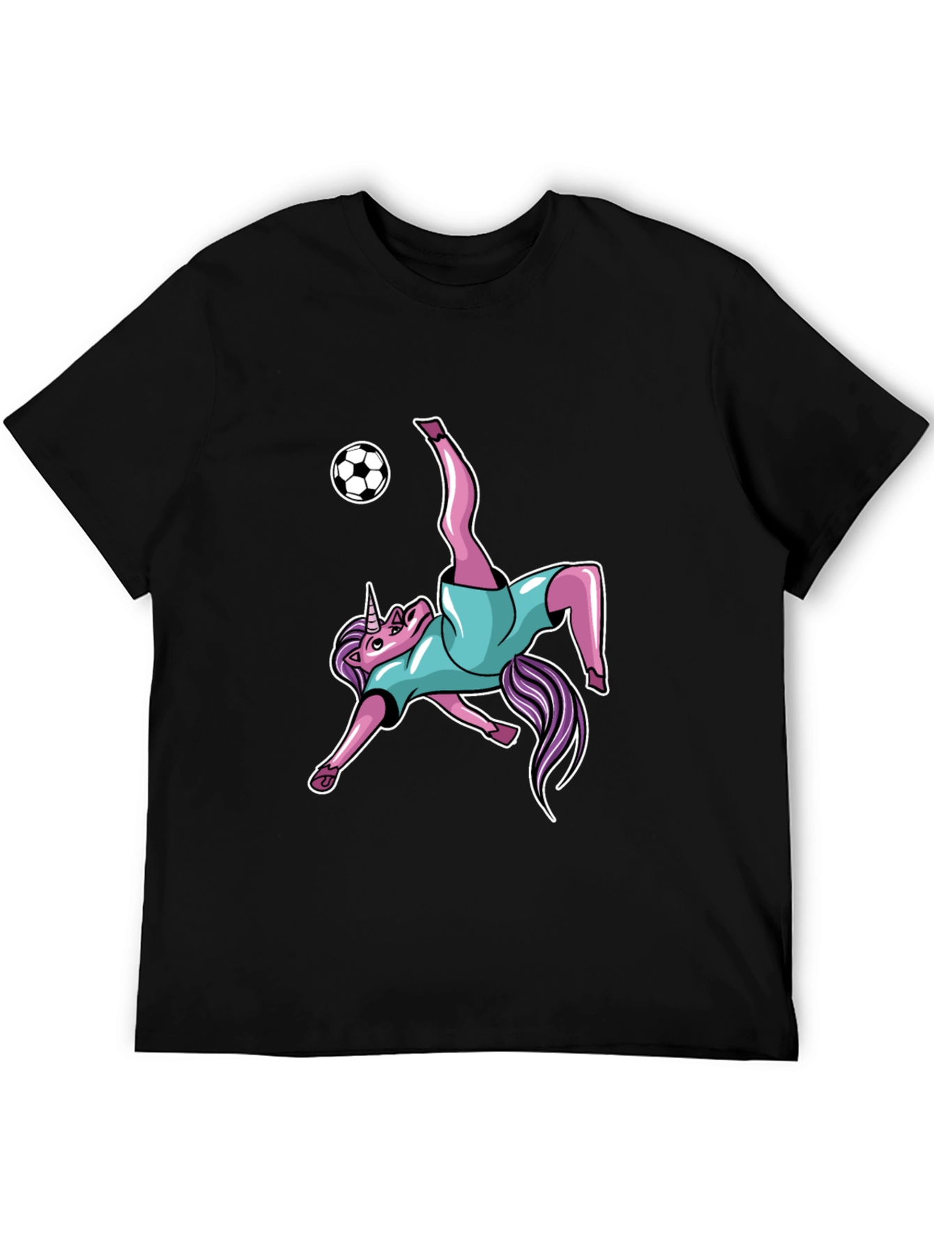 Unicorn Soccer Kick Black T-Shirt