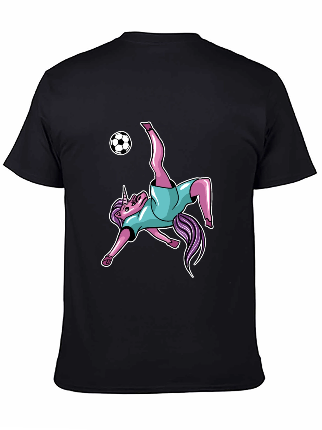 Unicorn Soccer Kick Black T-Shirt