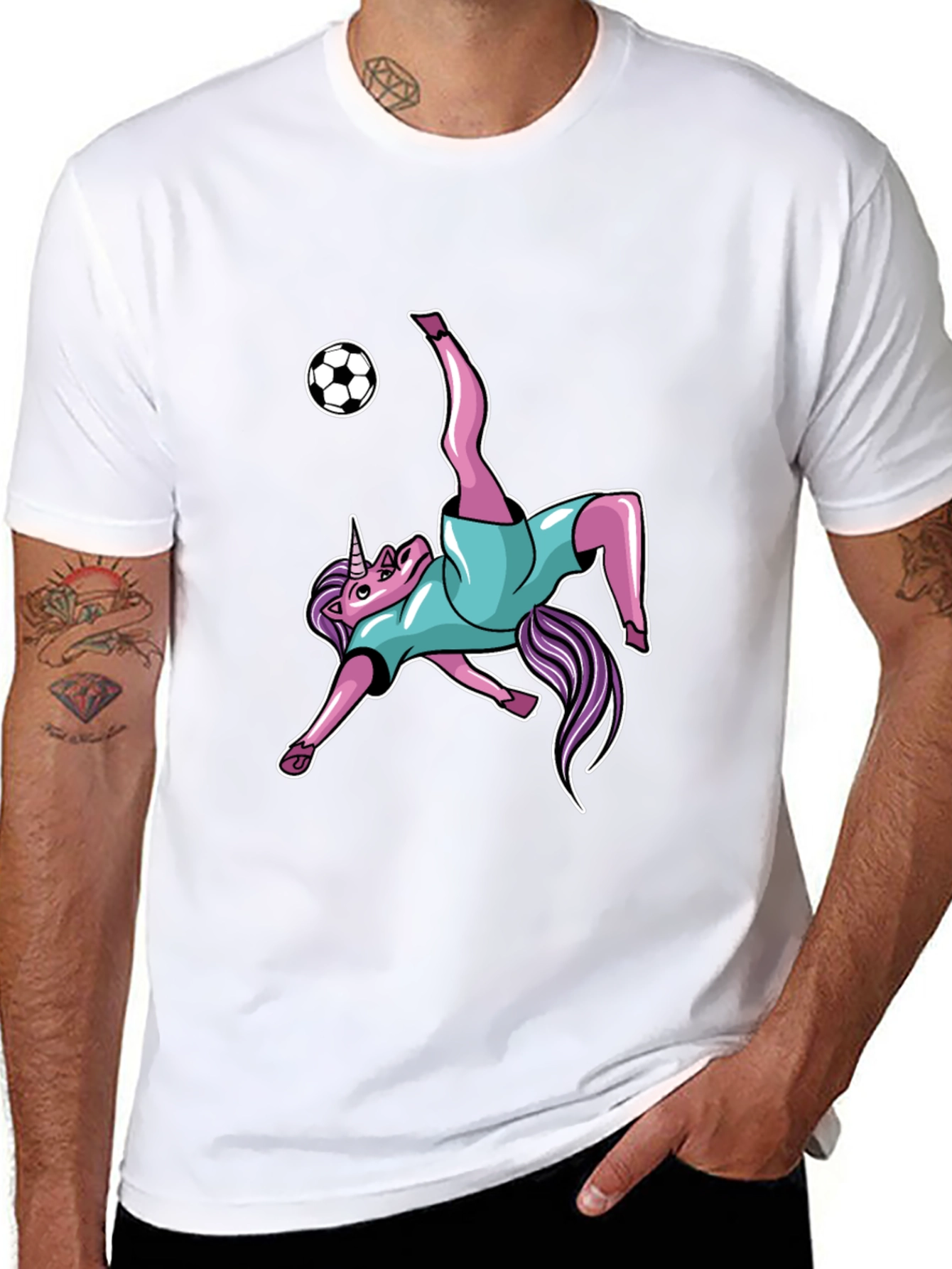 Unicorn Soccer Kick Black T-Shirt