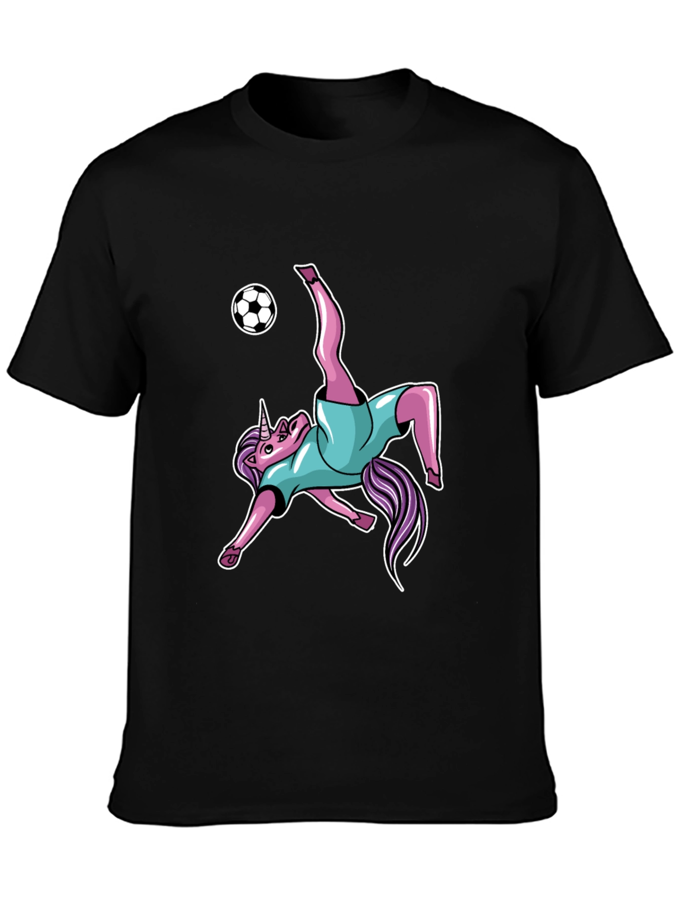 Unicorn Soccer Kick Black T-Shirt