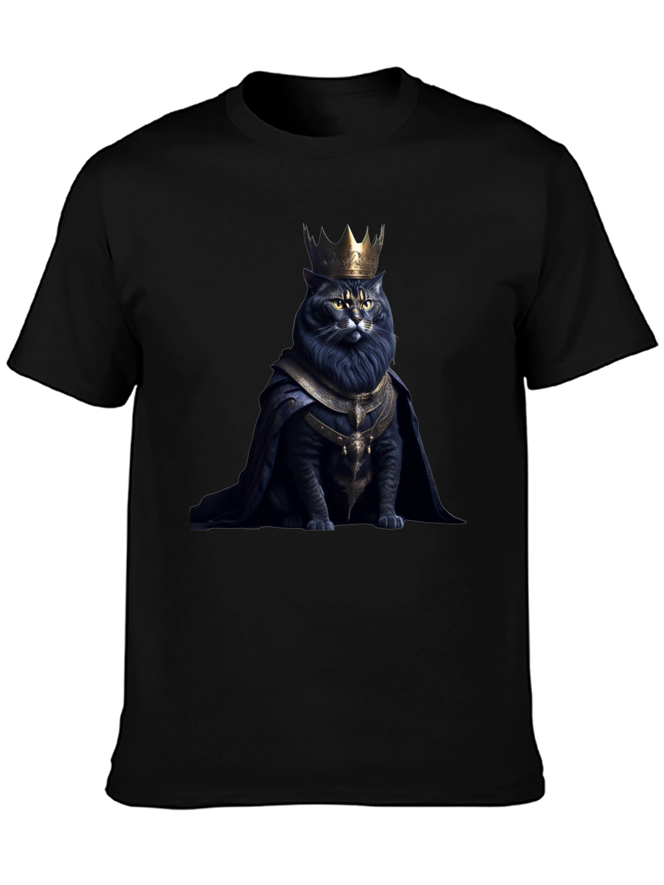 Regal Cat King Graphic Tee - Black