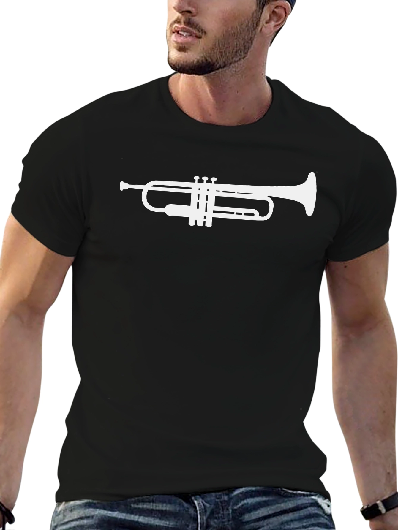 Trumpet Graphic Tee - Black Casual T-Shirt