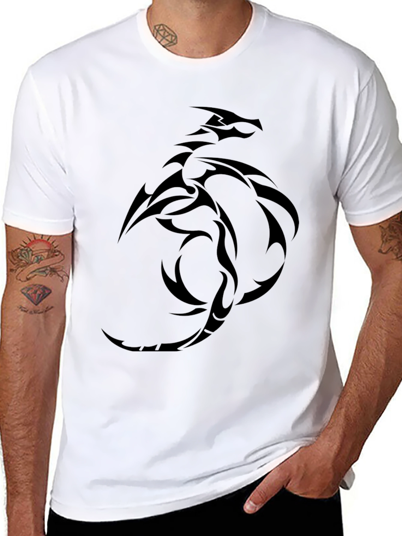 Black Dragon Graphic Tee - Mens Casual T-Shirt