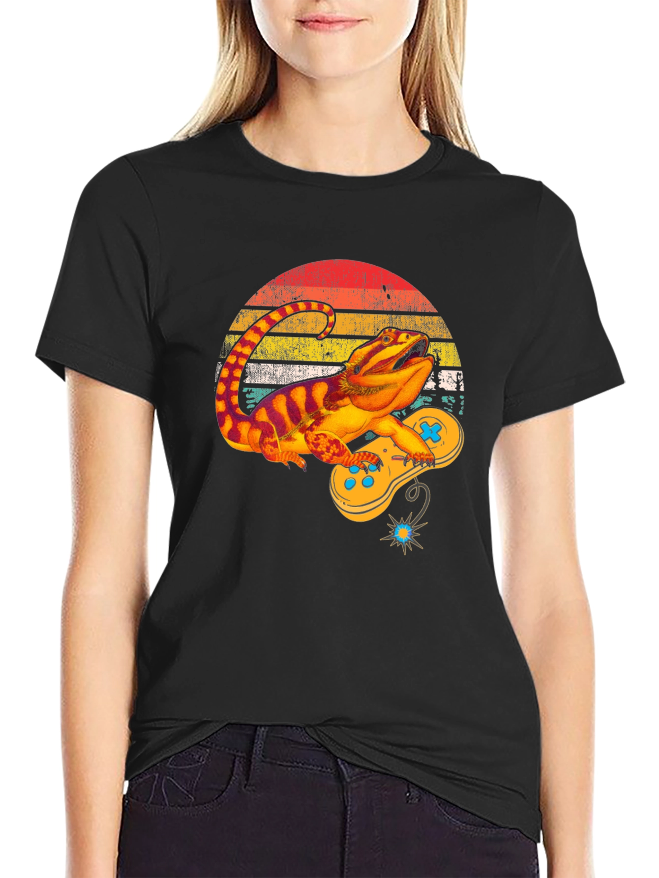 Bearded Dragon Gamer Black T-Shirt