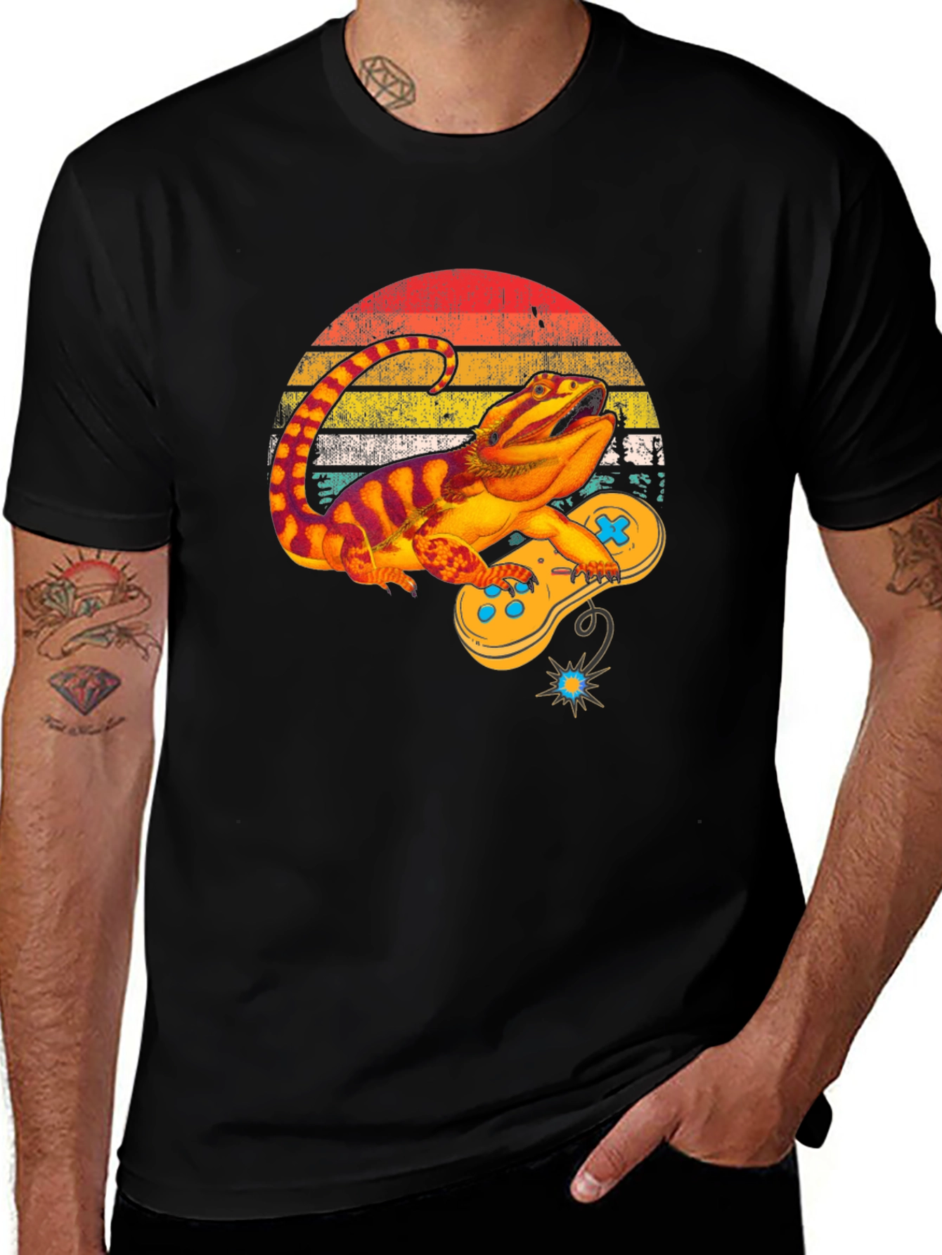 Bearded Dragon Gamer Black T-Shirt