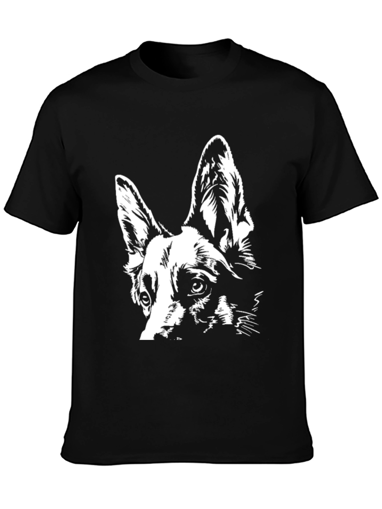 Black Dog Portrait T-Shirt - Canine Art Tee