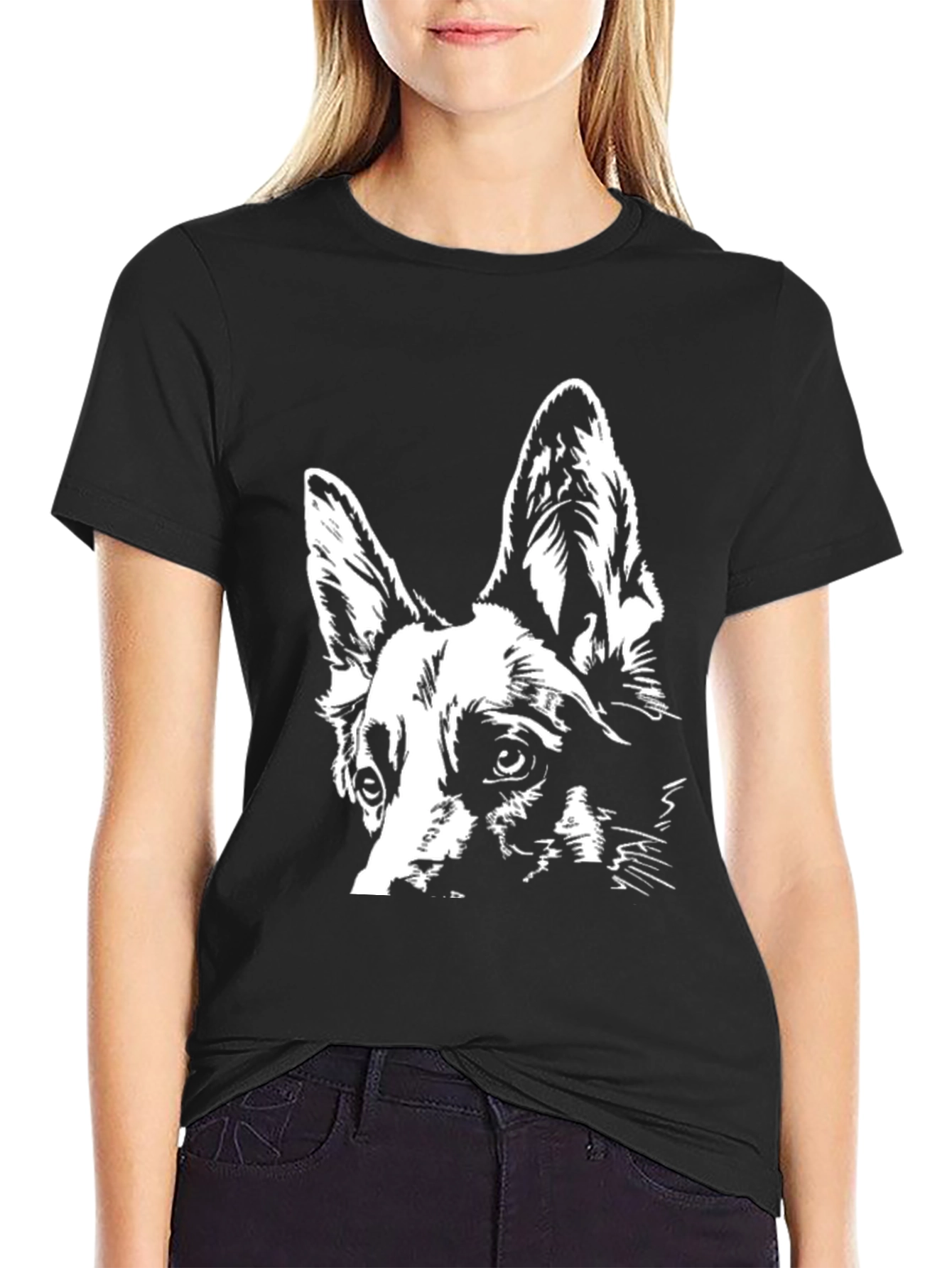 Black Dog Portrait T-Shirt - Canine Art Tee