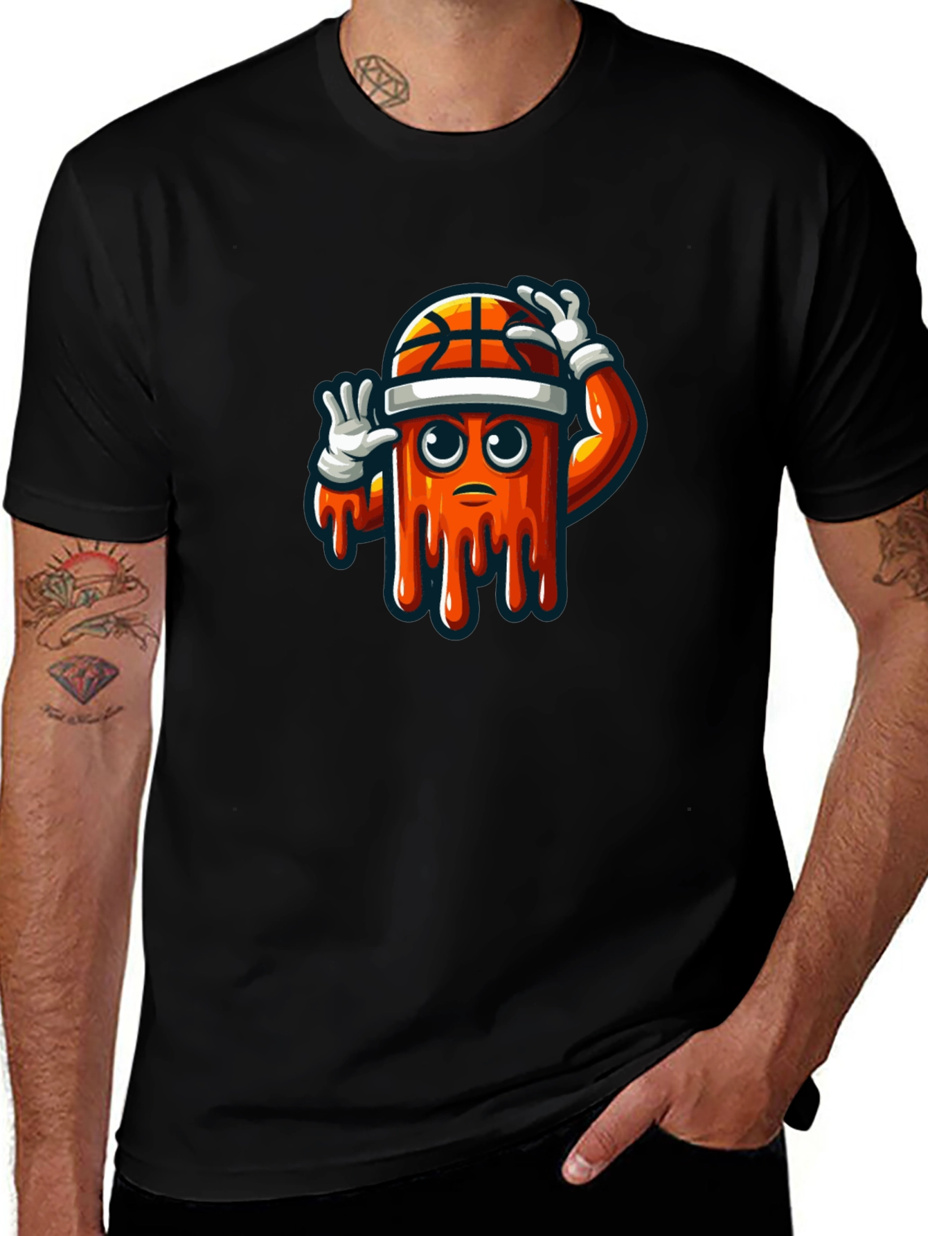 Mens Black Graphic Tee - Basketball Drip