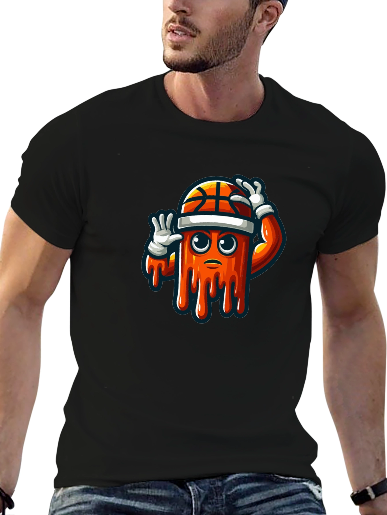 Mens Black Graphic Tee - Basketball Drip