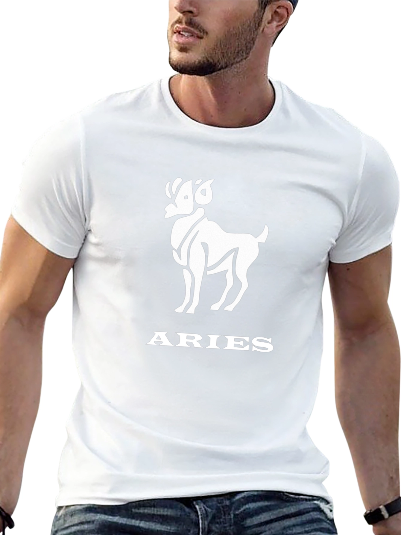 Aries Zodiac Graphic Tee - Black Cotton Blend